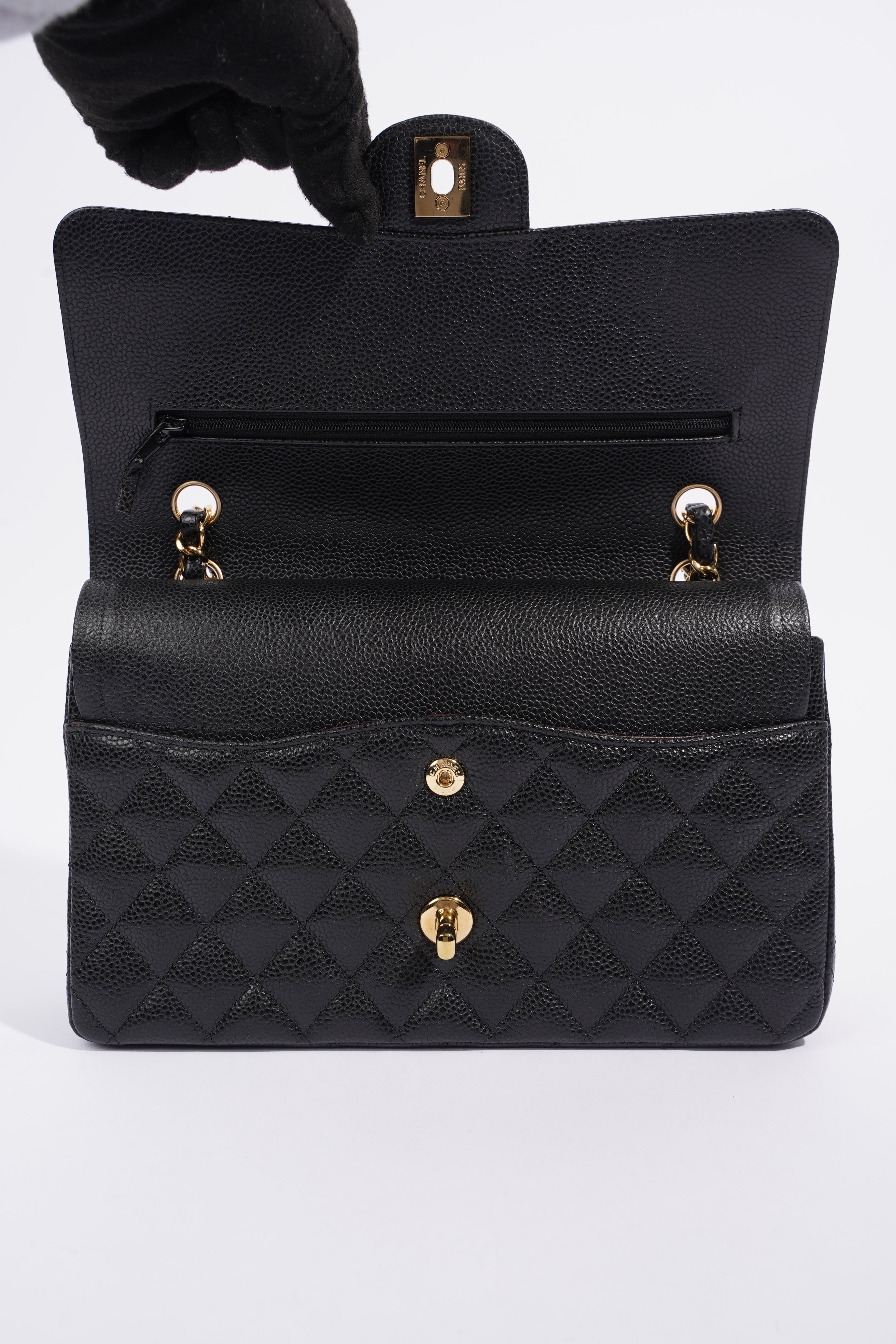 Chanel Classic Double Flap Black Caviar Leather Medium