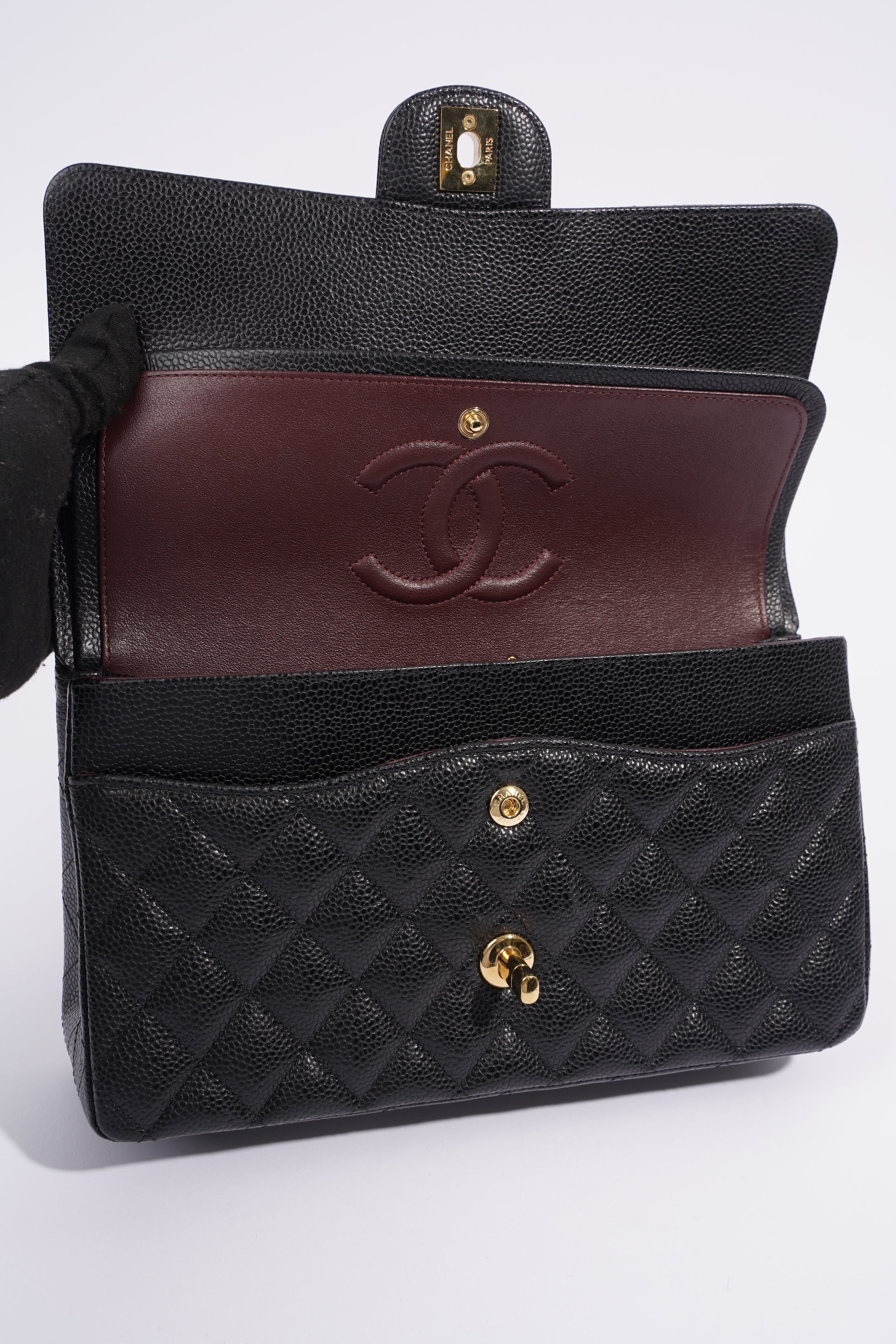 Chanel Classic Double Flap Black Caviar Leather Medium