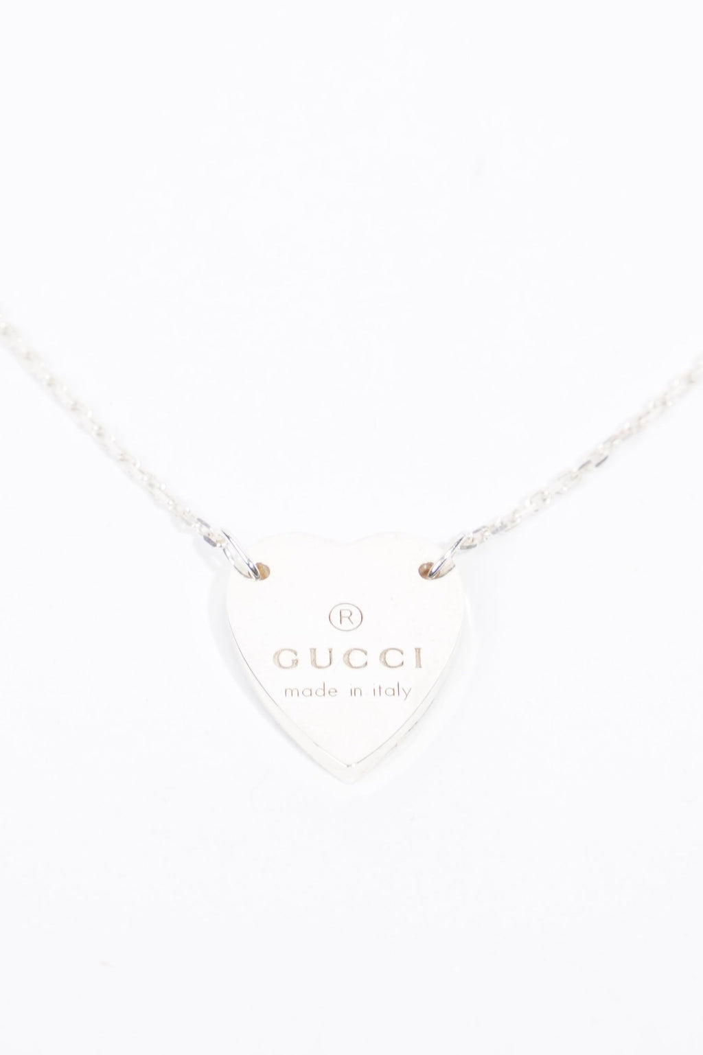 Gucci Trademark Necklace With Heart Pendant Silver Silver Sterling