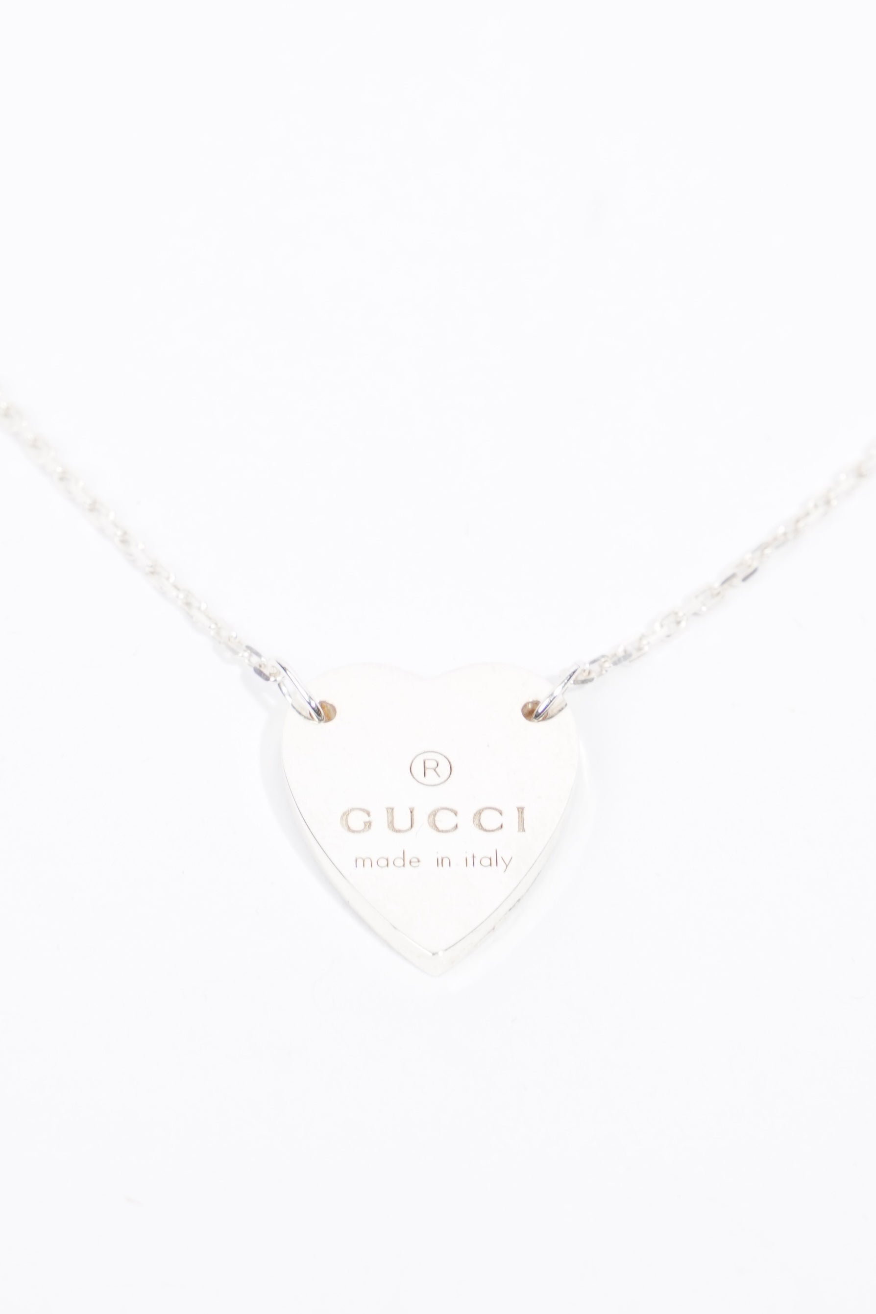 Gucci Trademark Necklace With Heart Pendant Silver Silver Sterling