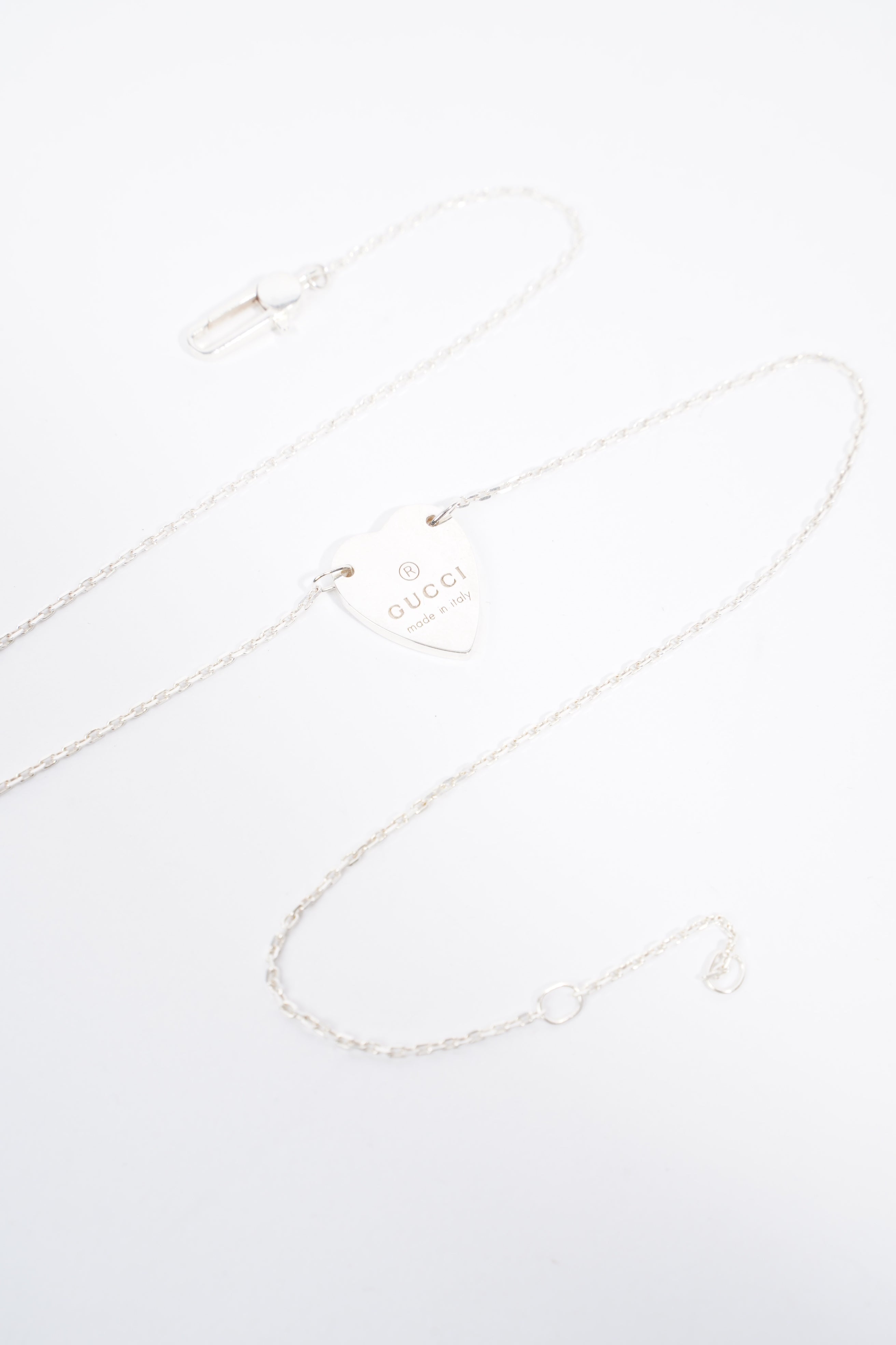 Gucci Trademark Necklace With Heart Pendant Silver Silver Sterling