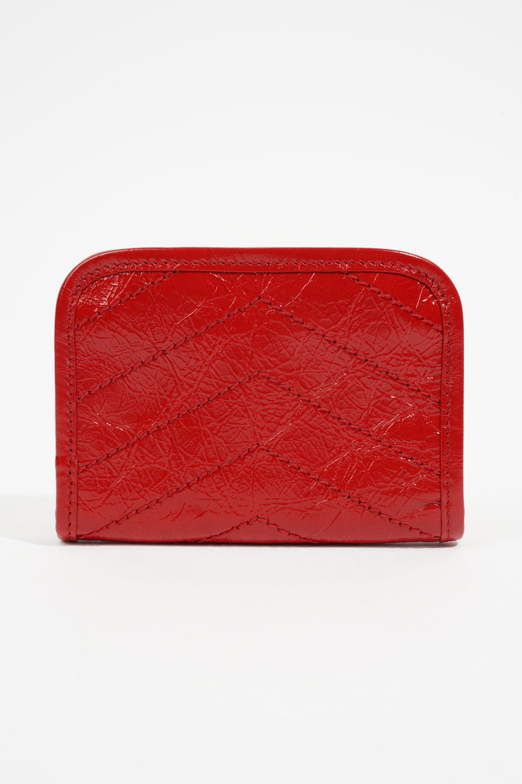 Saint Laurent Distressed Leather Wallet Red Leather
