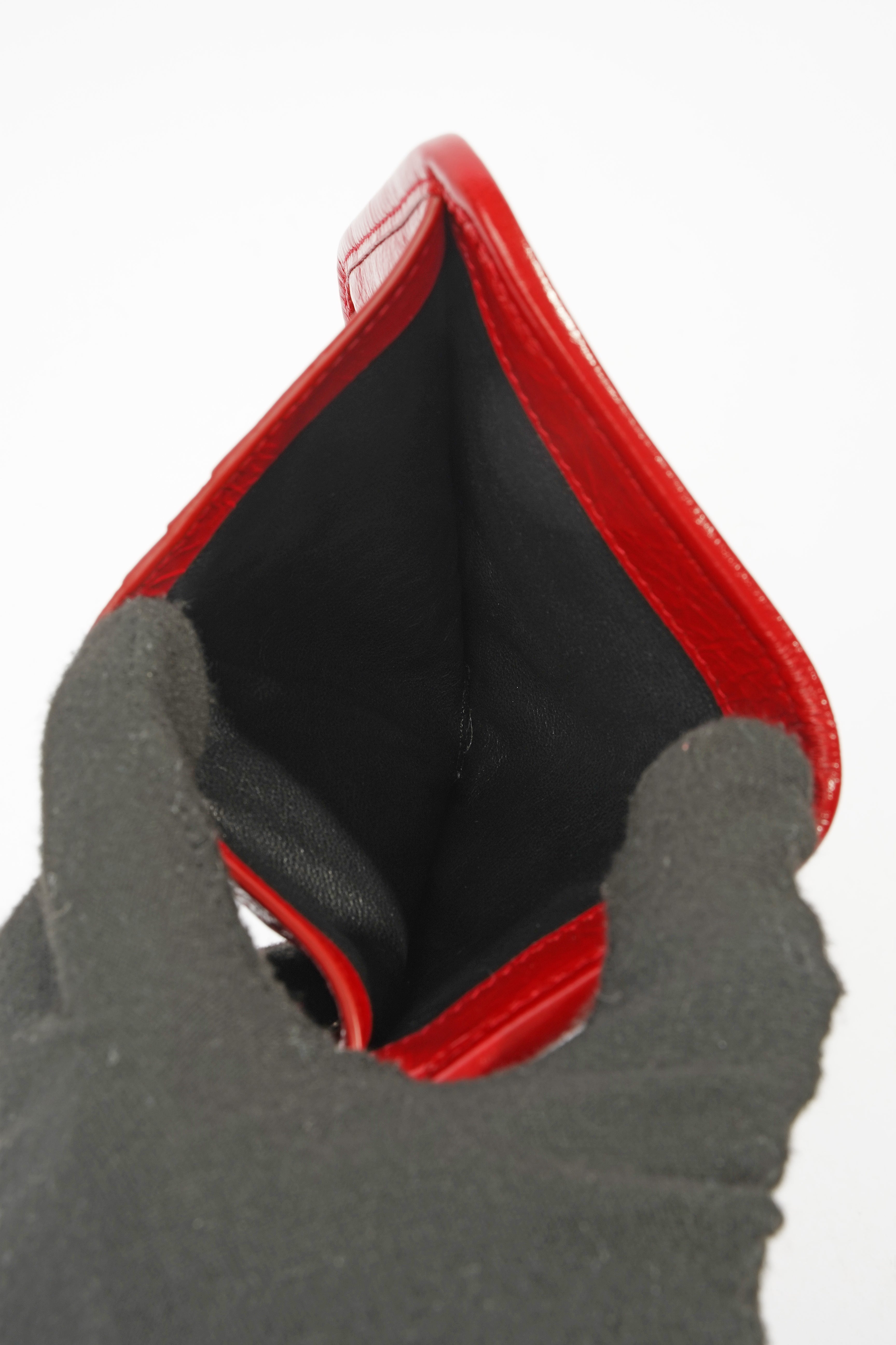 Saint Laurent Distressed Leather Wallet Red Leather