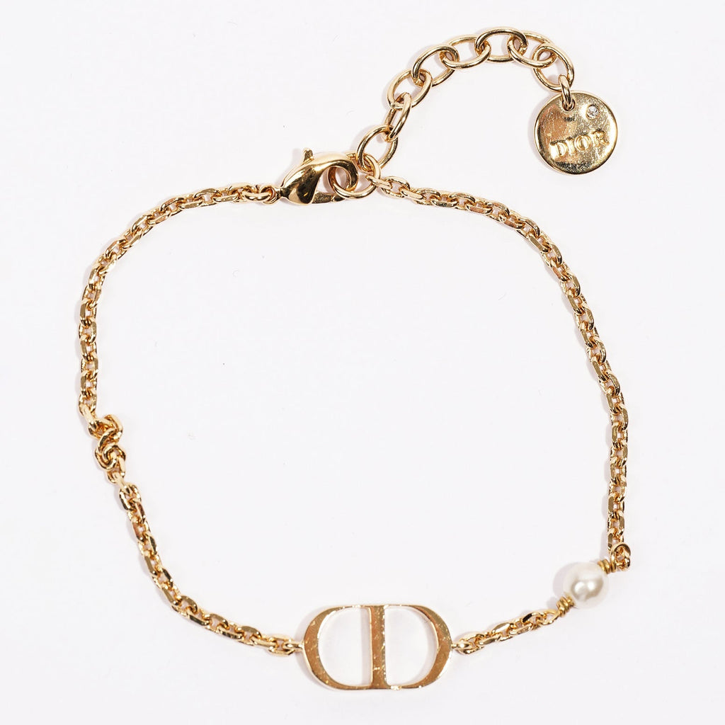 Christian Dior Petit CD Bracelet Gold / White Resin Pearl Base Metal