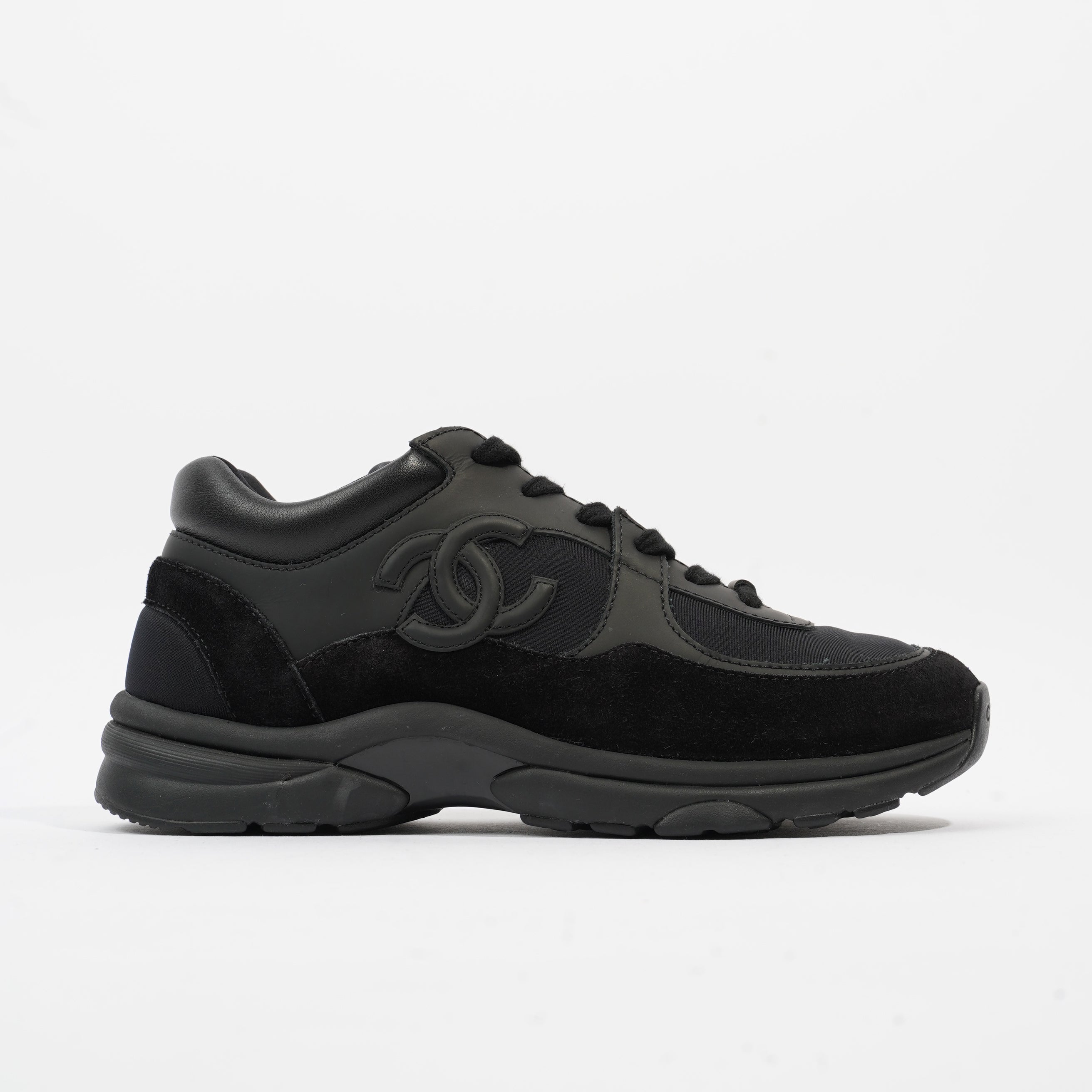 Chanel CC Runners Black Leather EU 37.5 UK 4.5