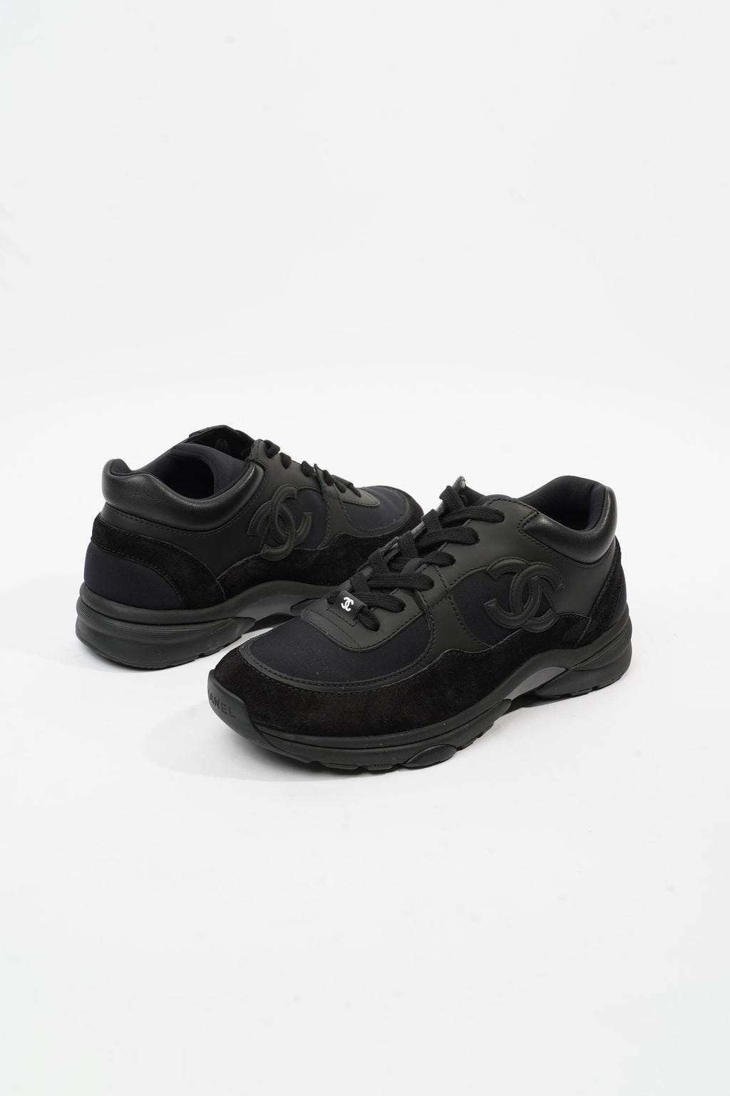 Chanel CC Runners Black Leather EU 37.5 UK 4.5