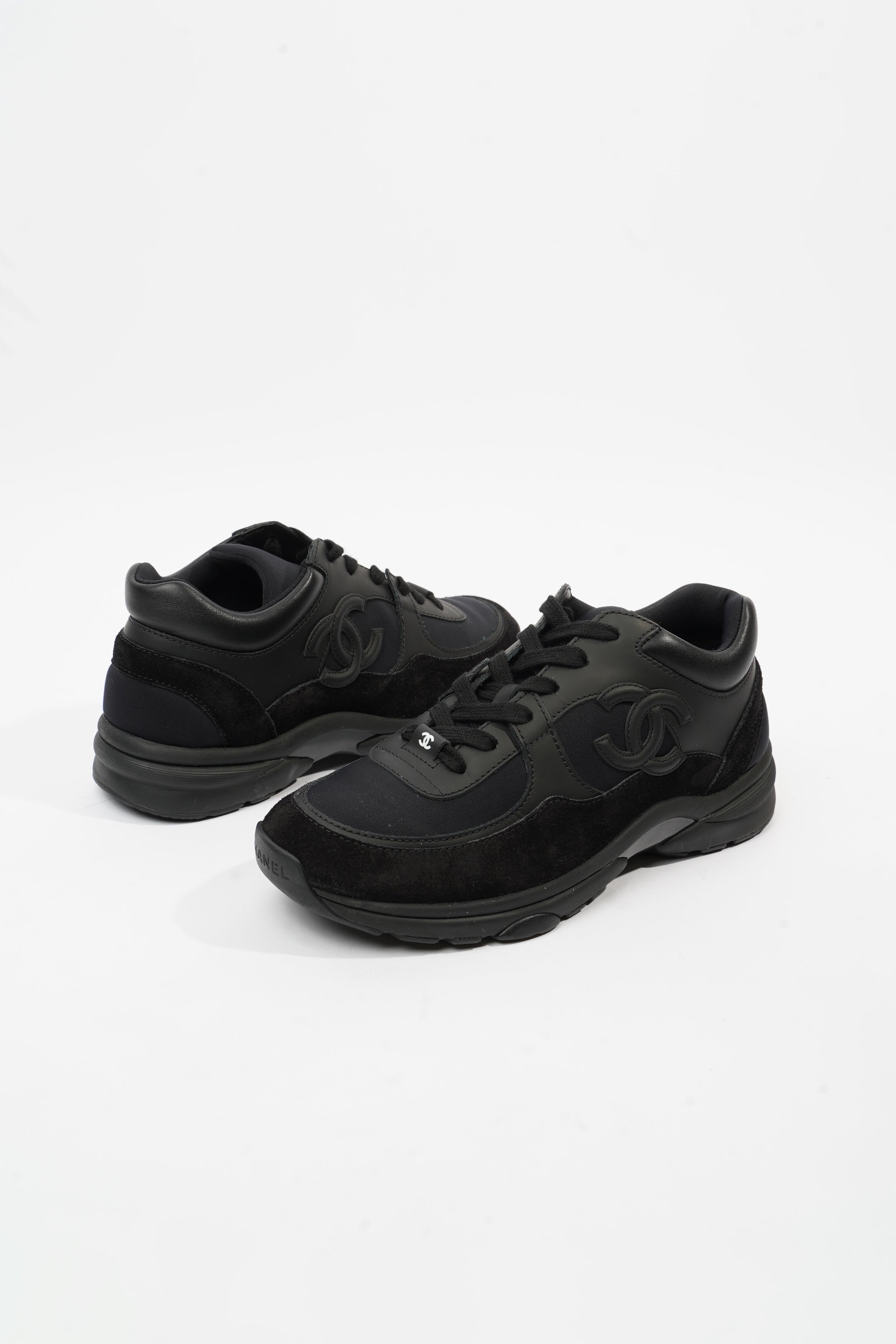 Chanel CC Runners Black Leather EU 37.5 UK 4.5