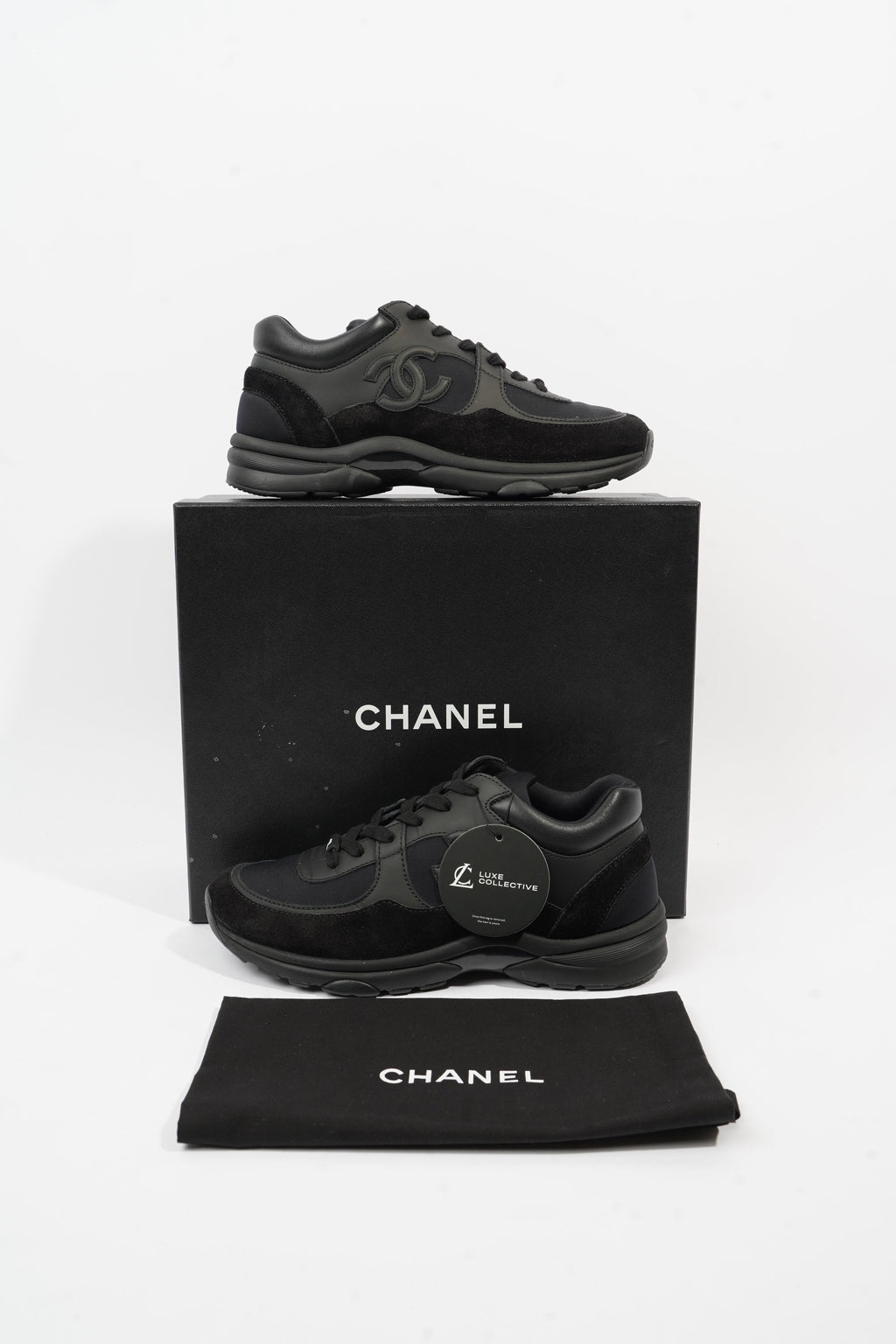 Chanel CC Runners Black Leather EU 37.5 UK 4.5