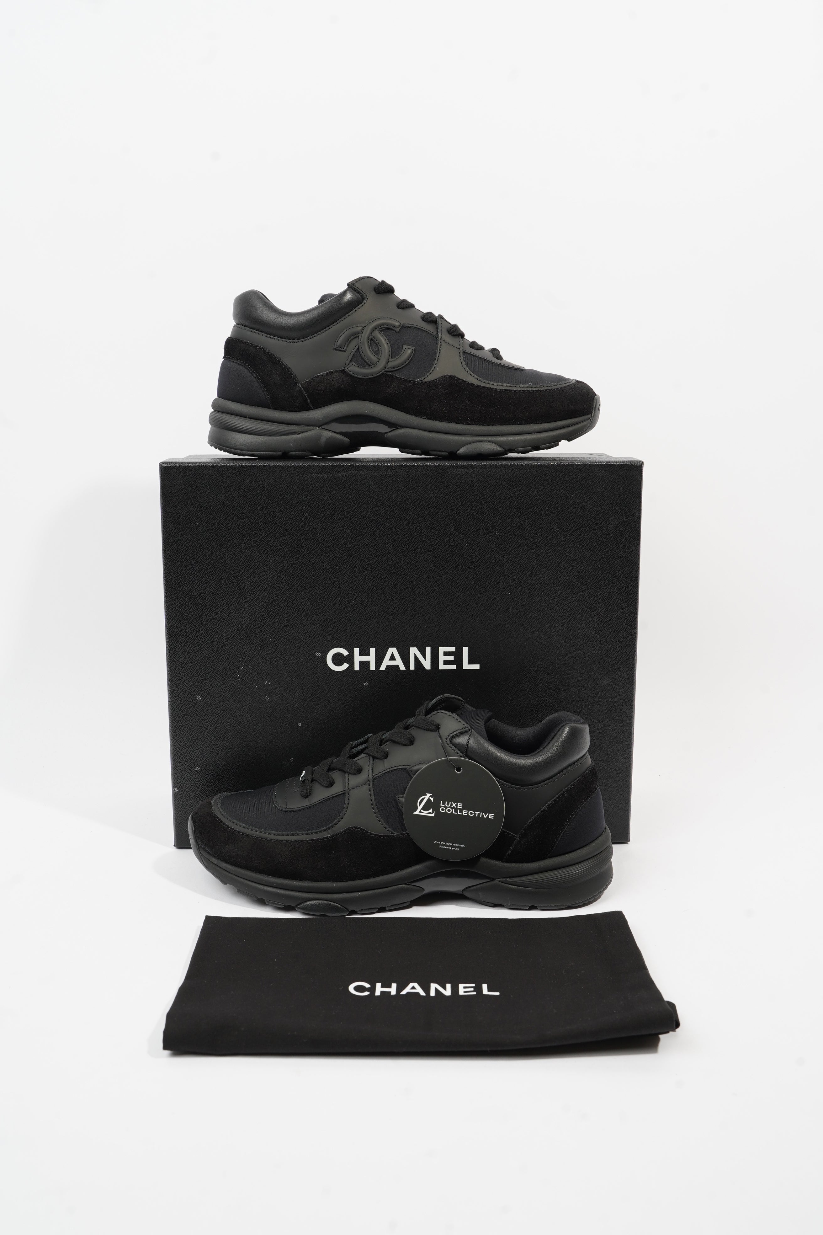 Chanel CC Runners Black Leather EU 37.5 UK 4.5
