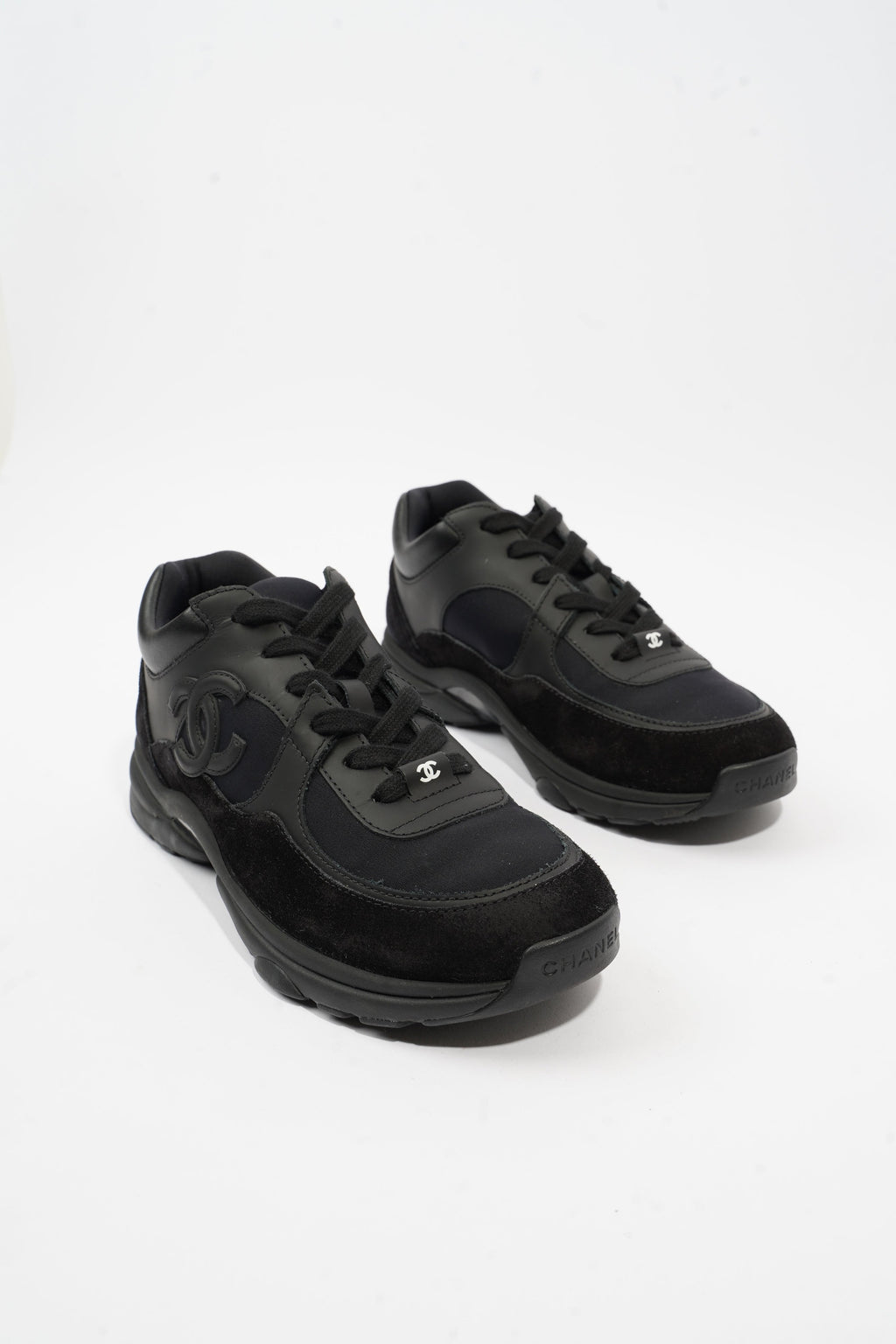 Chanel CC Runners Black Leather EU 37.5 UK 4.5