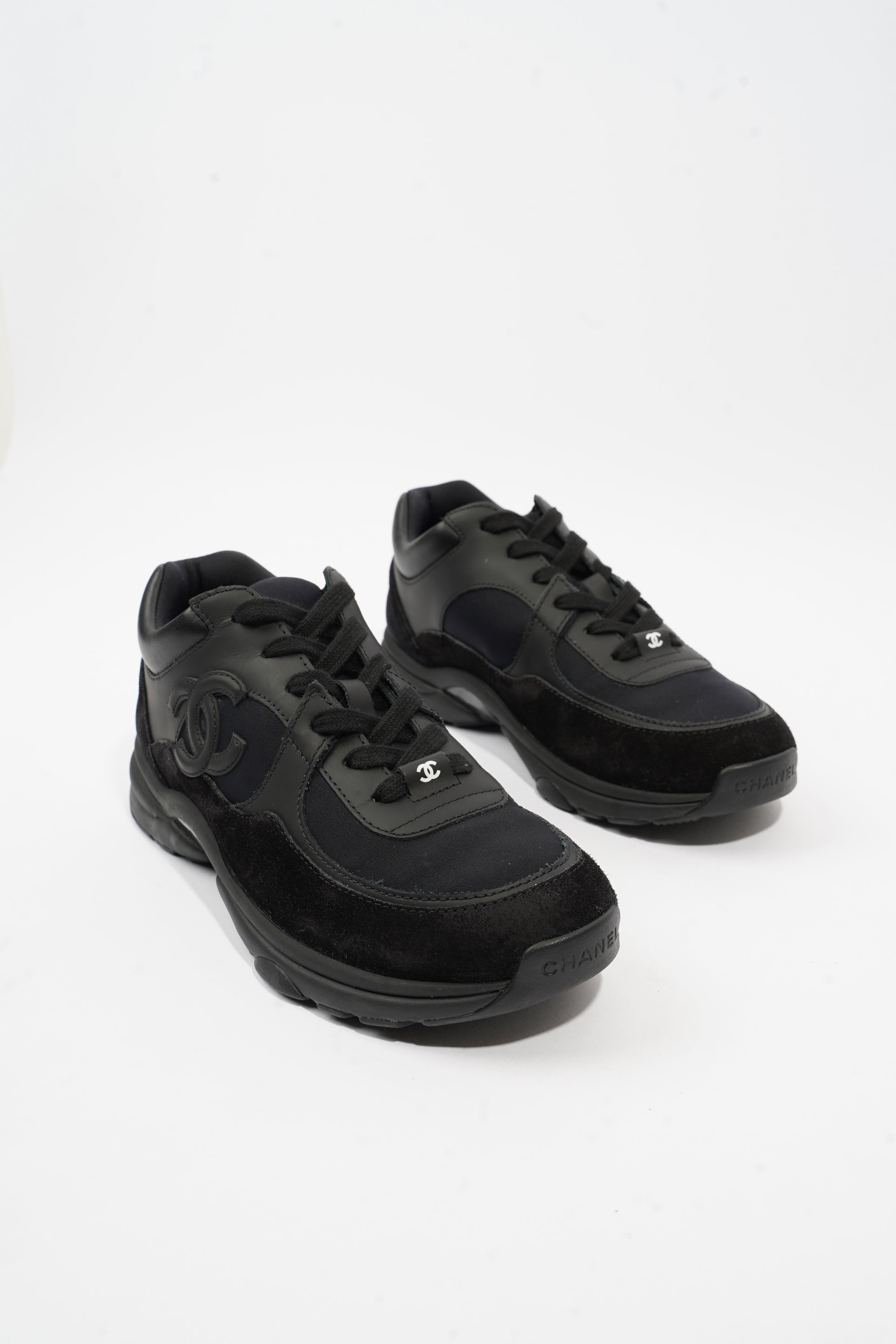 Chanel CC Runners Black Leather EU 37.5 UK 4.5