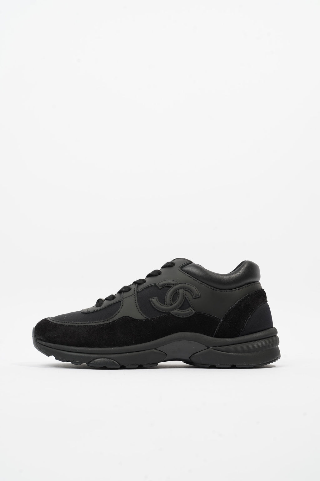 Chanel CC Runners Black Leather EU 37.5 UK 4.5