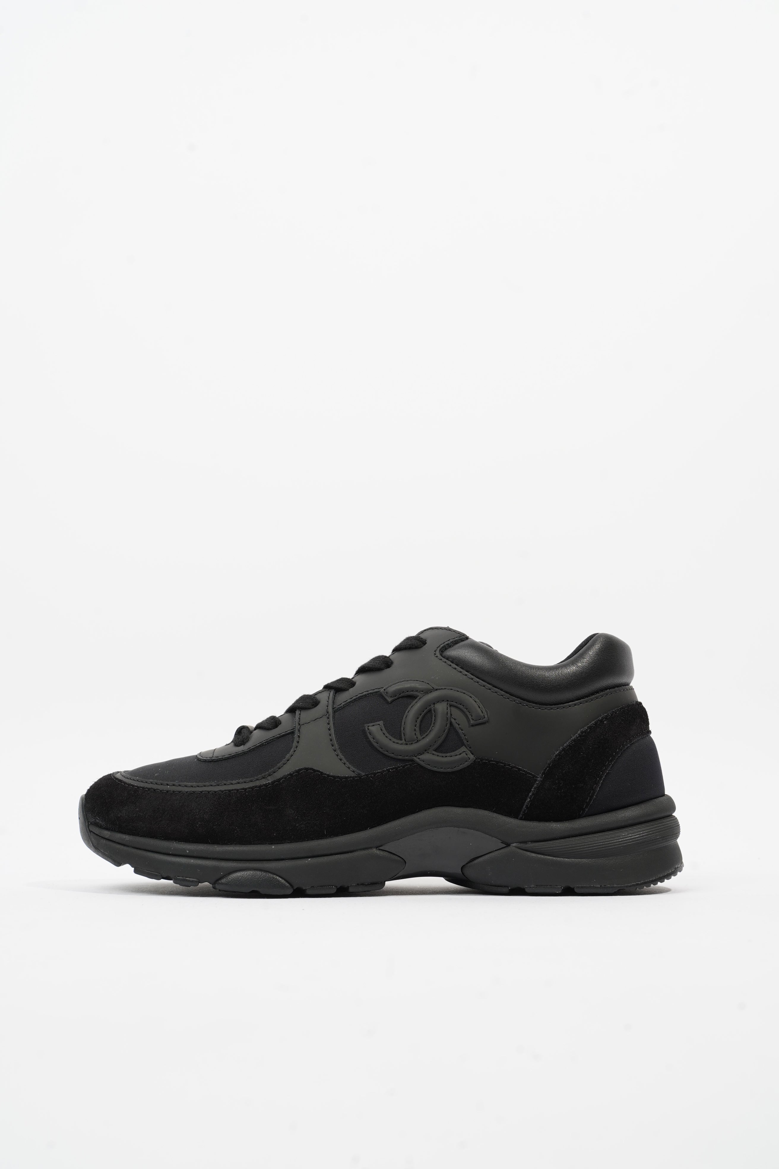 Chanel CC Runners Black Leather EU 37.5 UK 4.5
