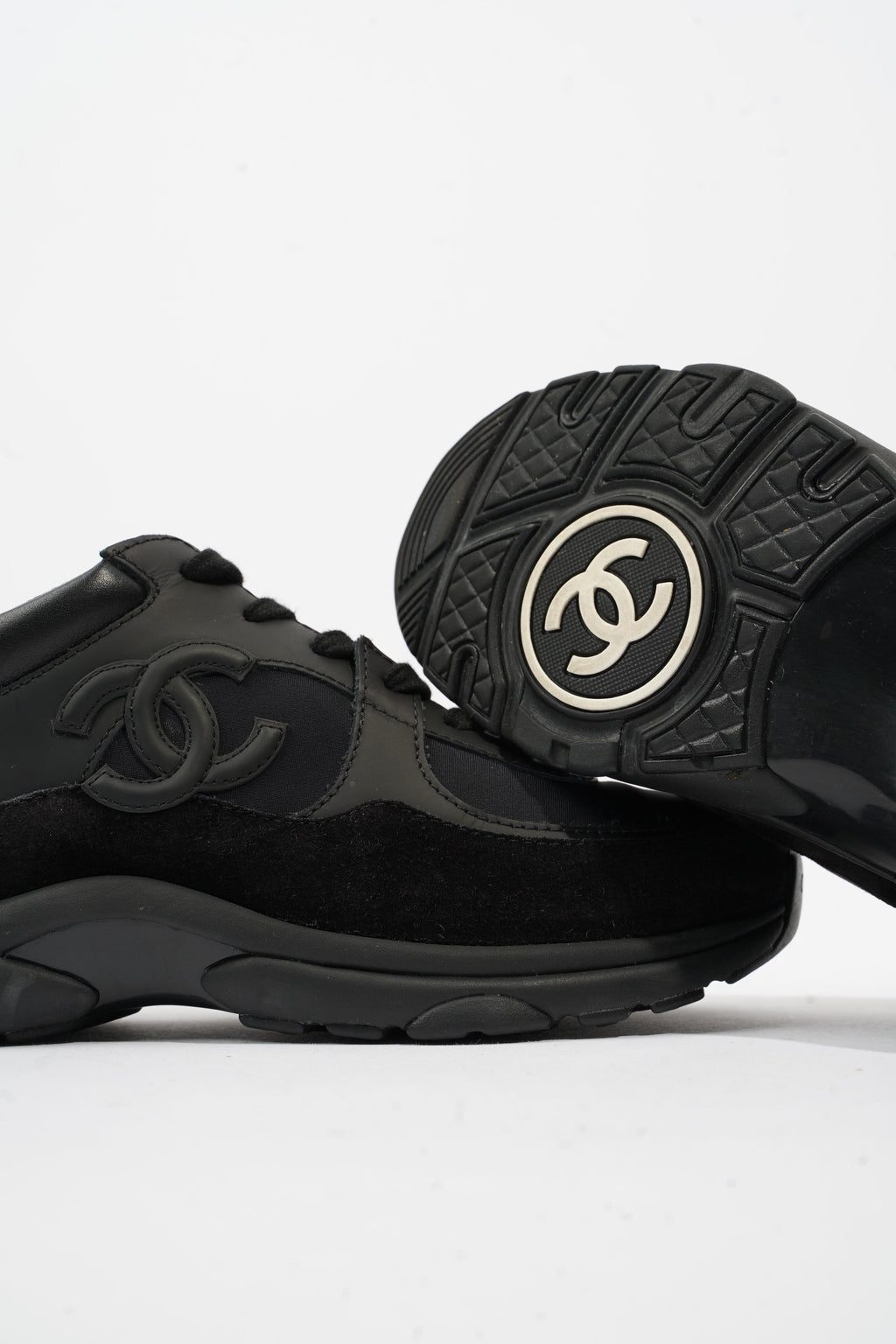 Chanel CC Runners Black Leather EU 37.5 UK 4.5
