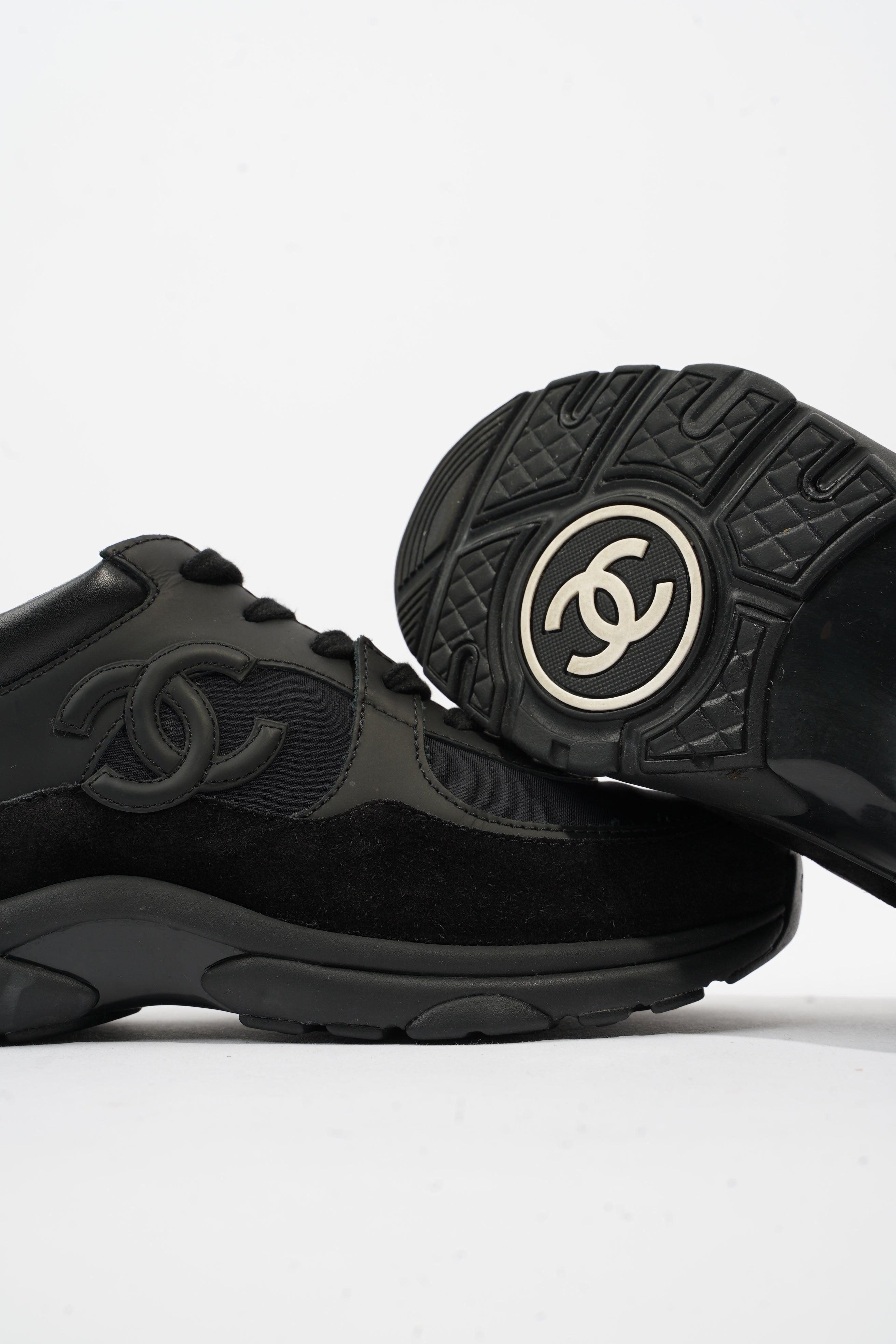 Chanel CC Runners Black Leather EU 37.5 UK 4.5