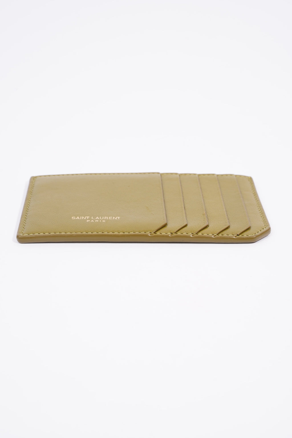 Saint Laurent 5 Fragments Card Holder Olive Green Calfskin Leather