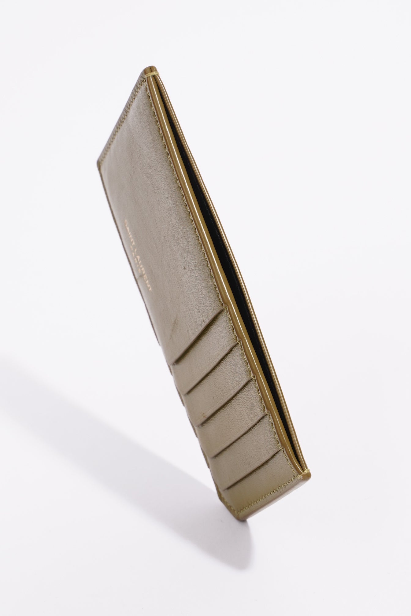 Saint Laurent 5 Fragments Card Holder Olive Green Calfskin Leather