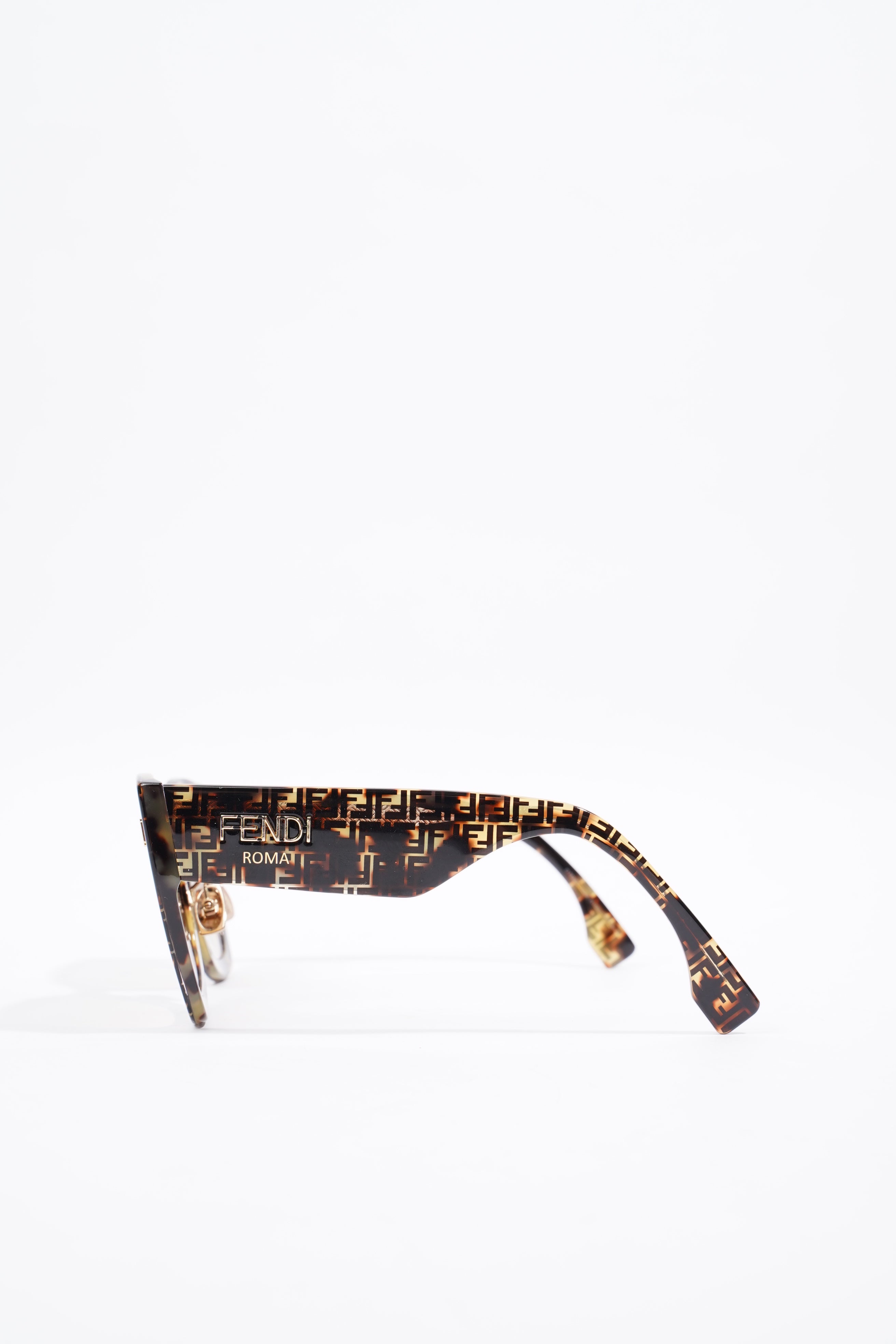 Fendi Oversized FF Frame Sunglasses Brown Acetate 51mm 23mm