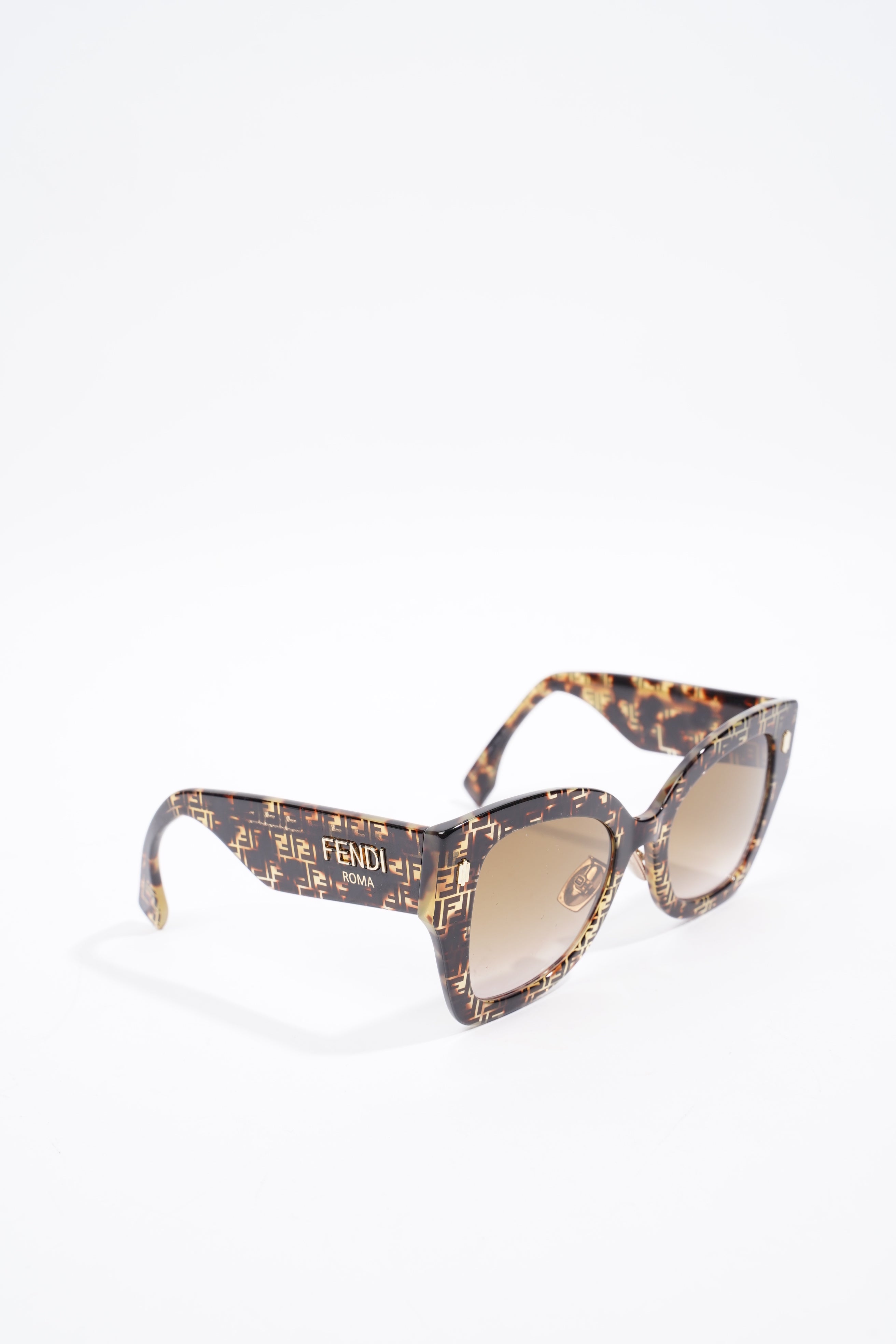 Fendi Oversized FF Frame Sunglasses Brown Acetate 51mm 23mm