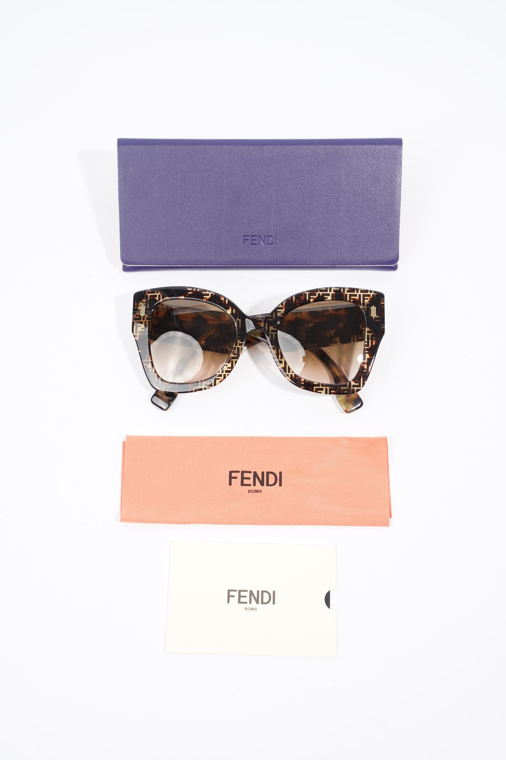 Fendi Oversized FF Frame Sunglasses Brown Acetate 51mm 23mm