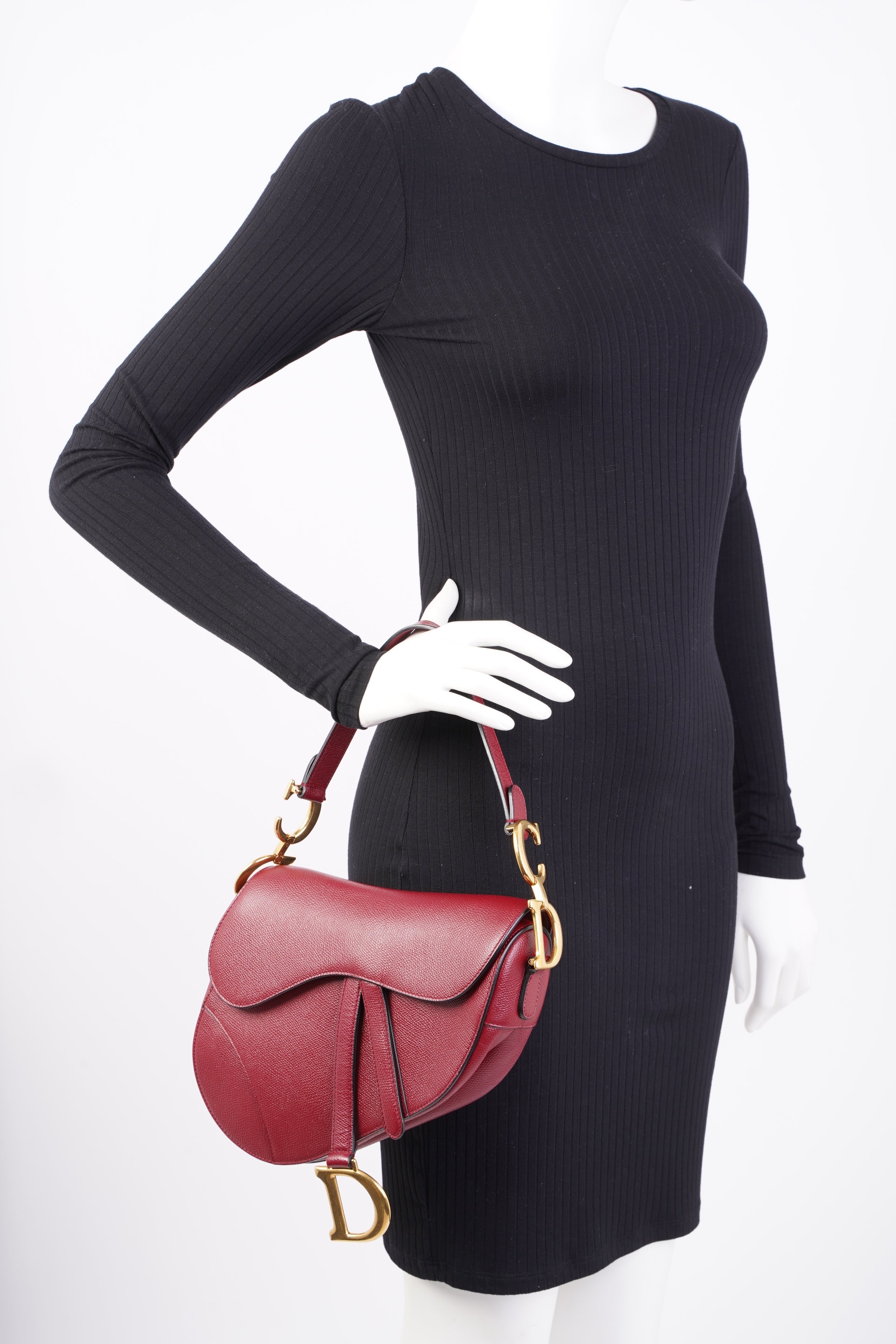 Christian Dior Saddle Bag Burgundy Leather