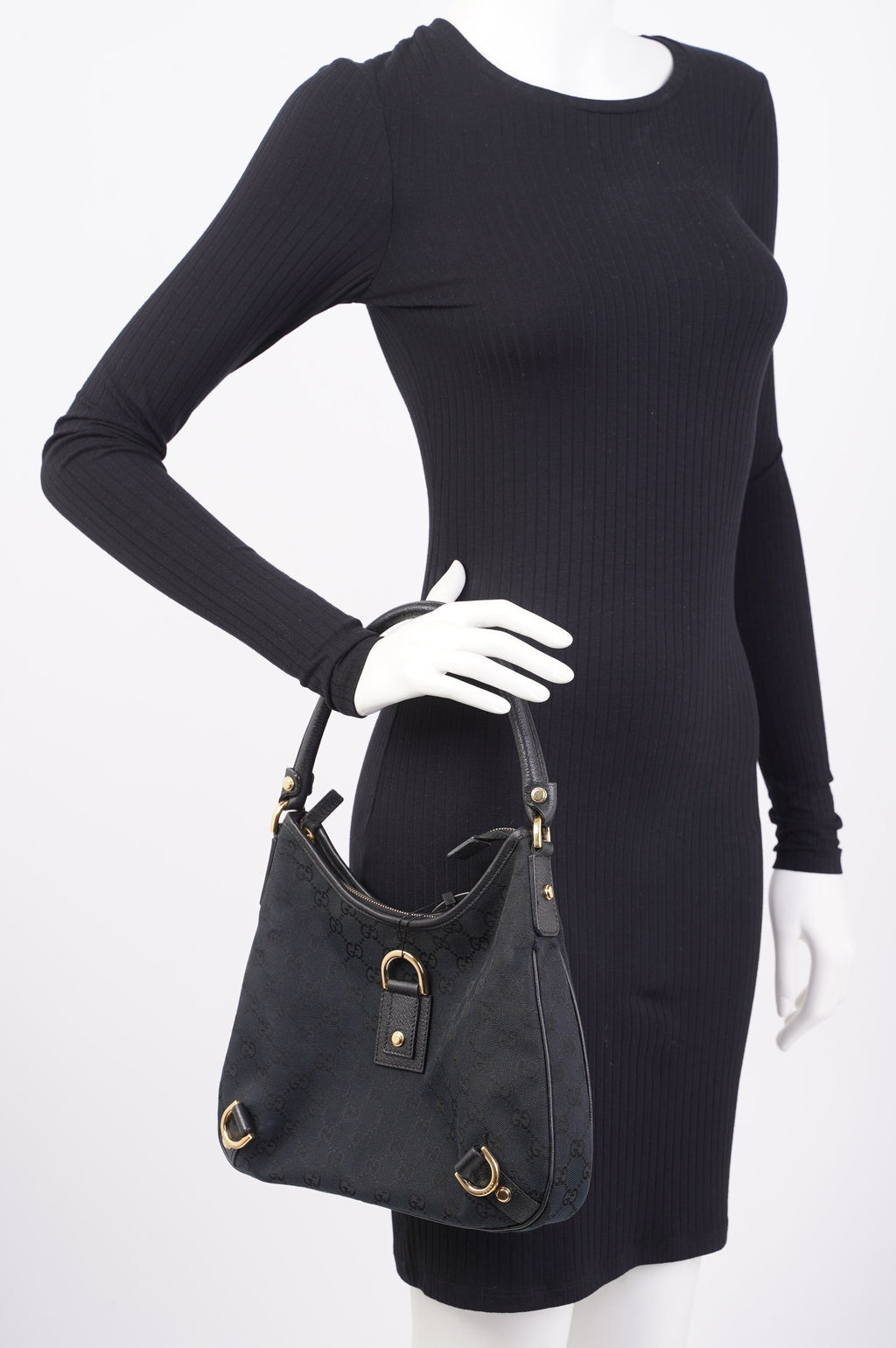 Gucci Abbey GG Shoulder Bag Black Supreme Canvas