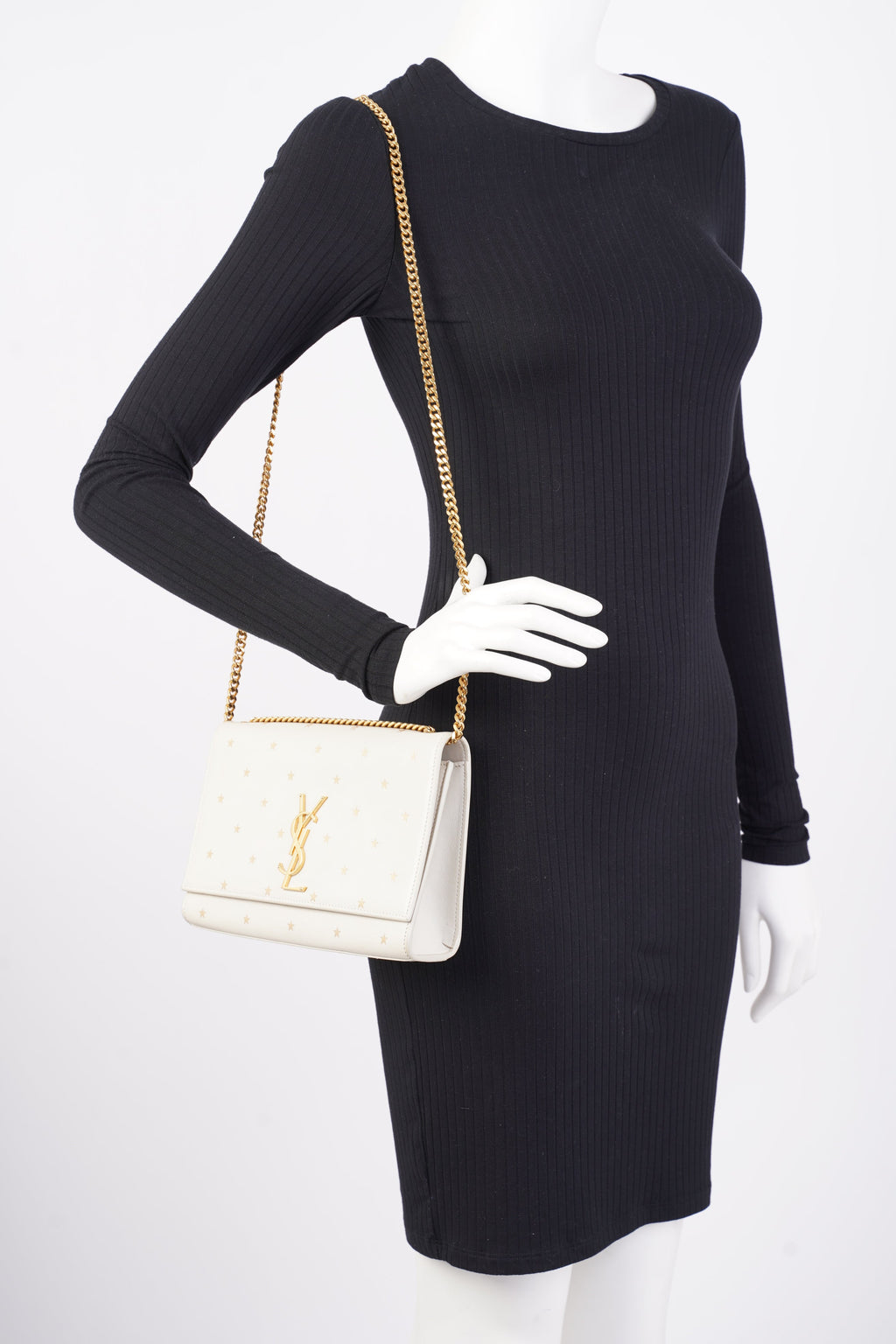Saint Laurent Kate Cream / Gold Leather Medium