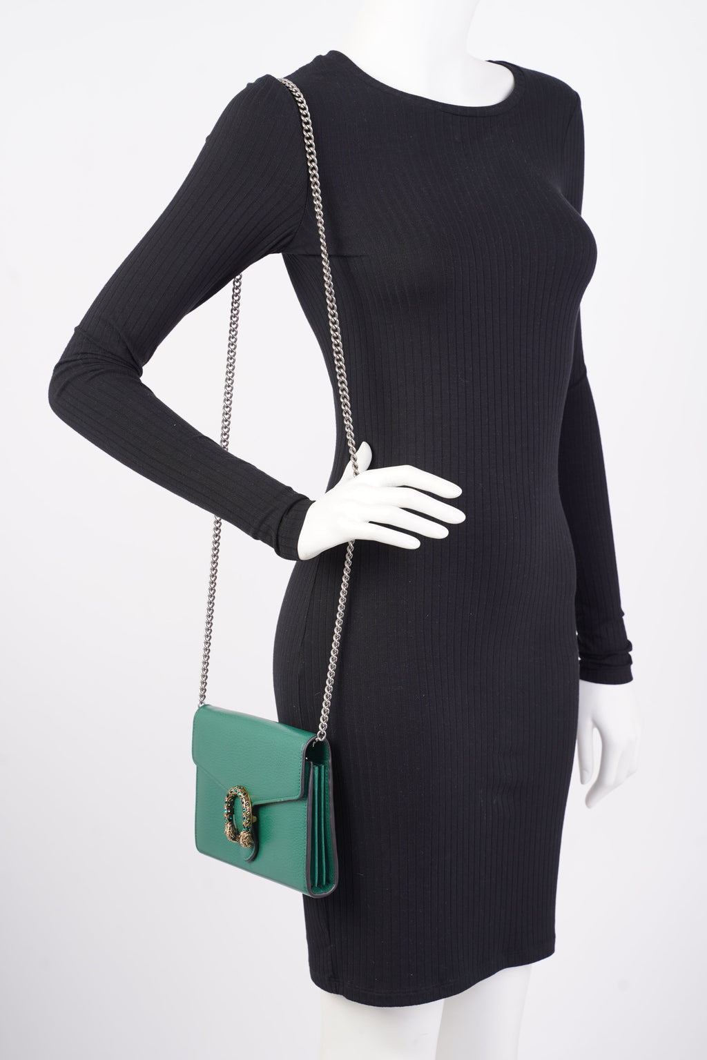 Gucci Dionysus Chain Wallet Green Leather