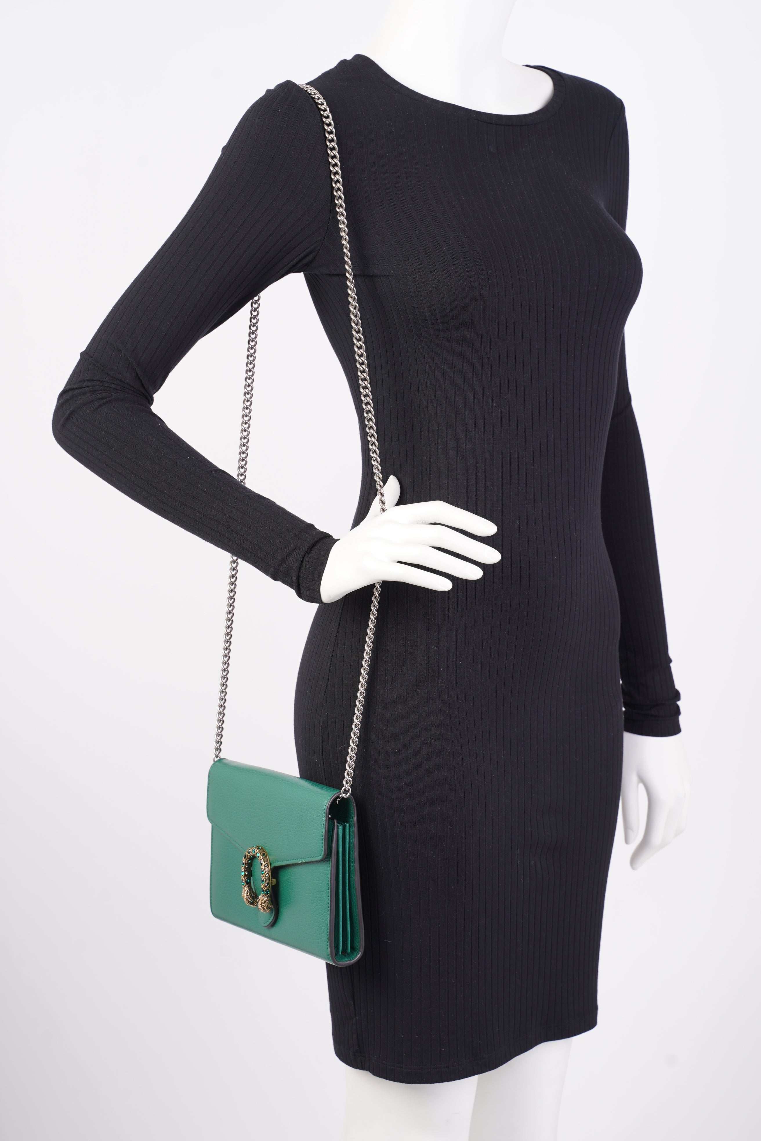 Gucci Dionysus Chain Wallet Green Leather