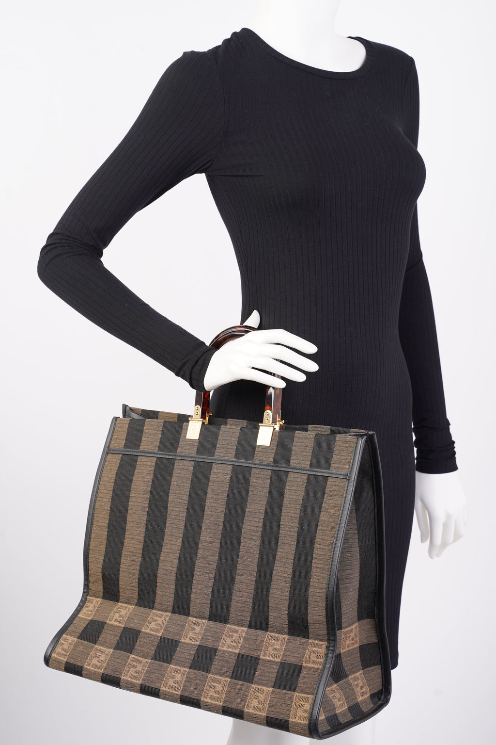 Fendi Sunshine Tote Brown Canvas Large