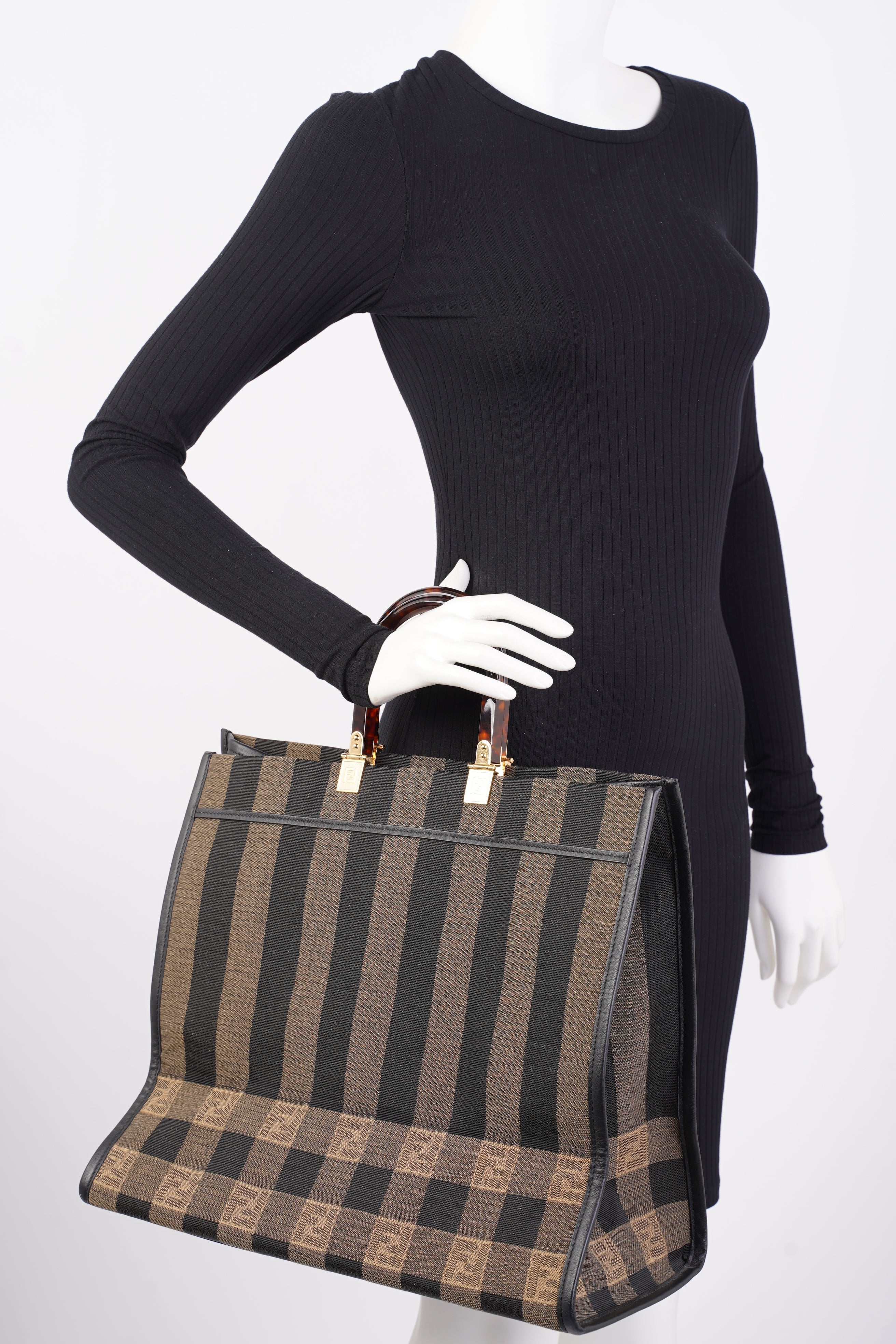 Fendi Sunshine Tote Brown Canvas Large