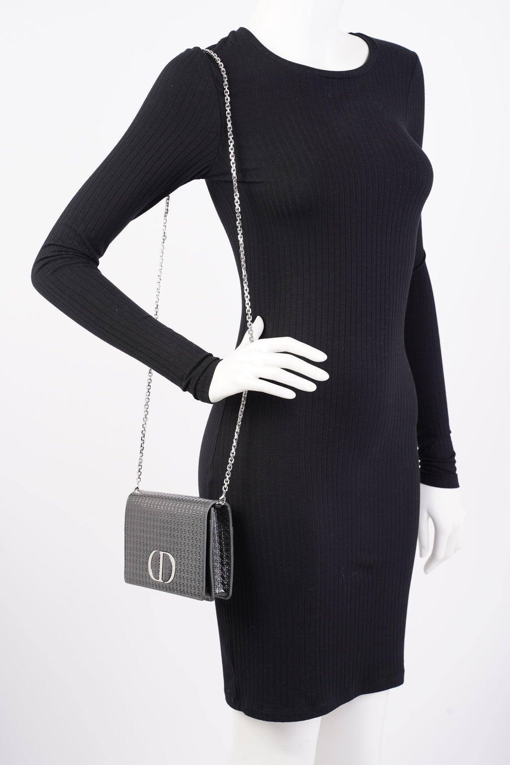 Christian Dior 30 Montaigne 2-in-1 Pouch Grey Patent Leather