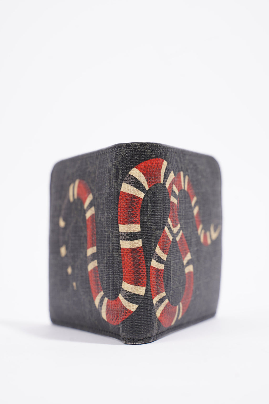 Gucci Kingsnake Print Wallet Black GG Supreme Coated Canvas