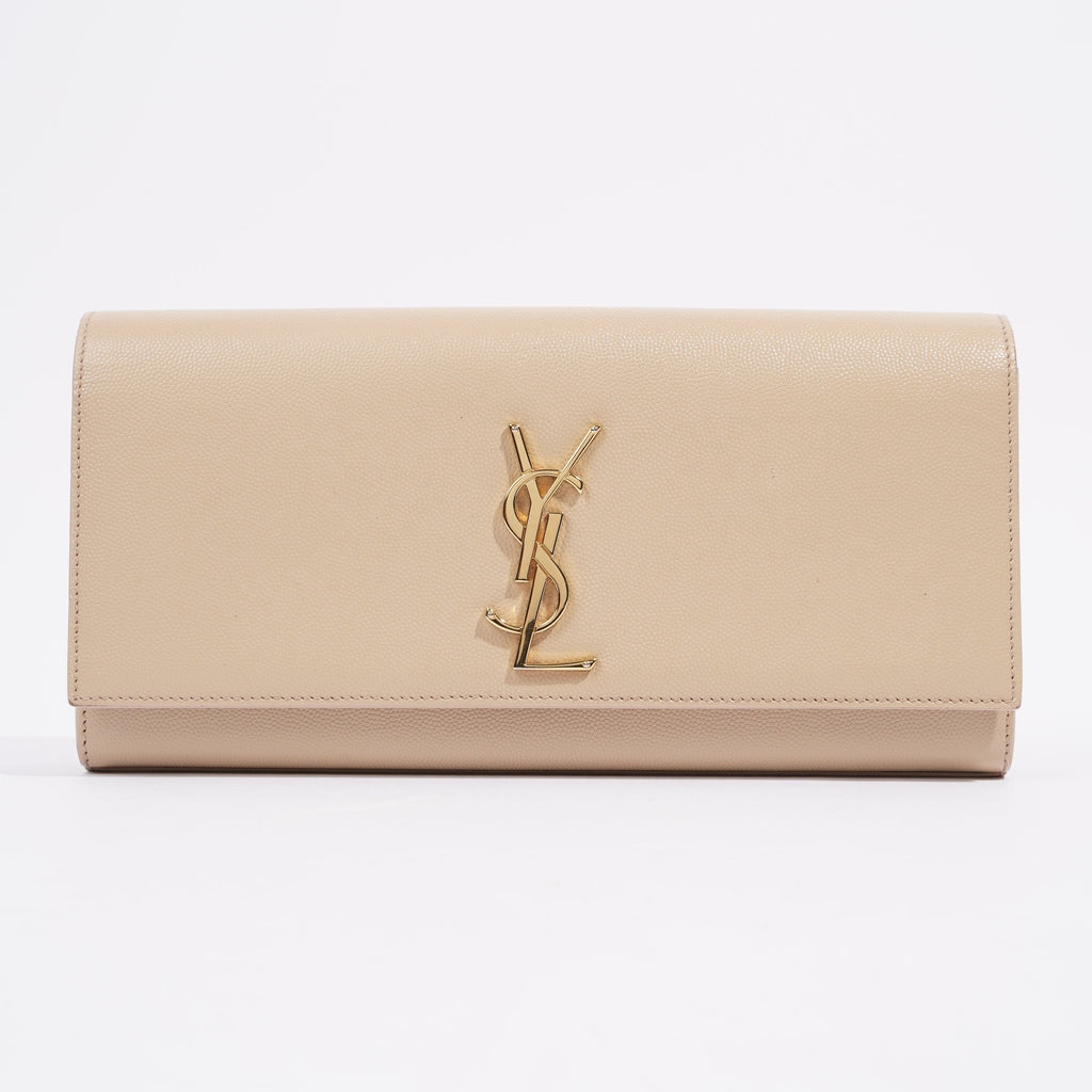 Saint Laurent Kate Clutch Beige Grained Leather