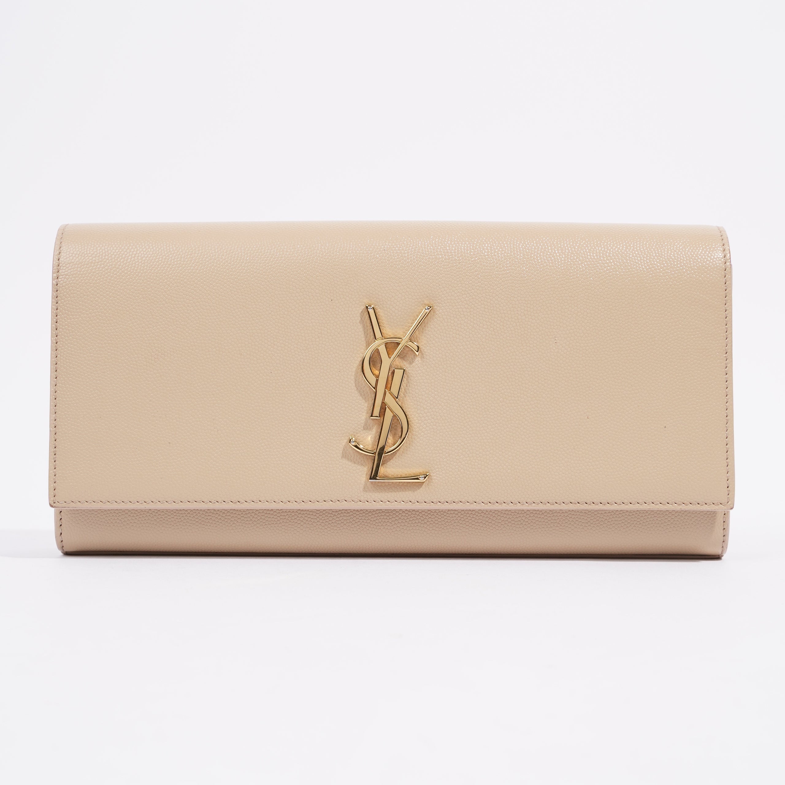 Saint Laurent Kate Clutch Beige Grained Leather