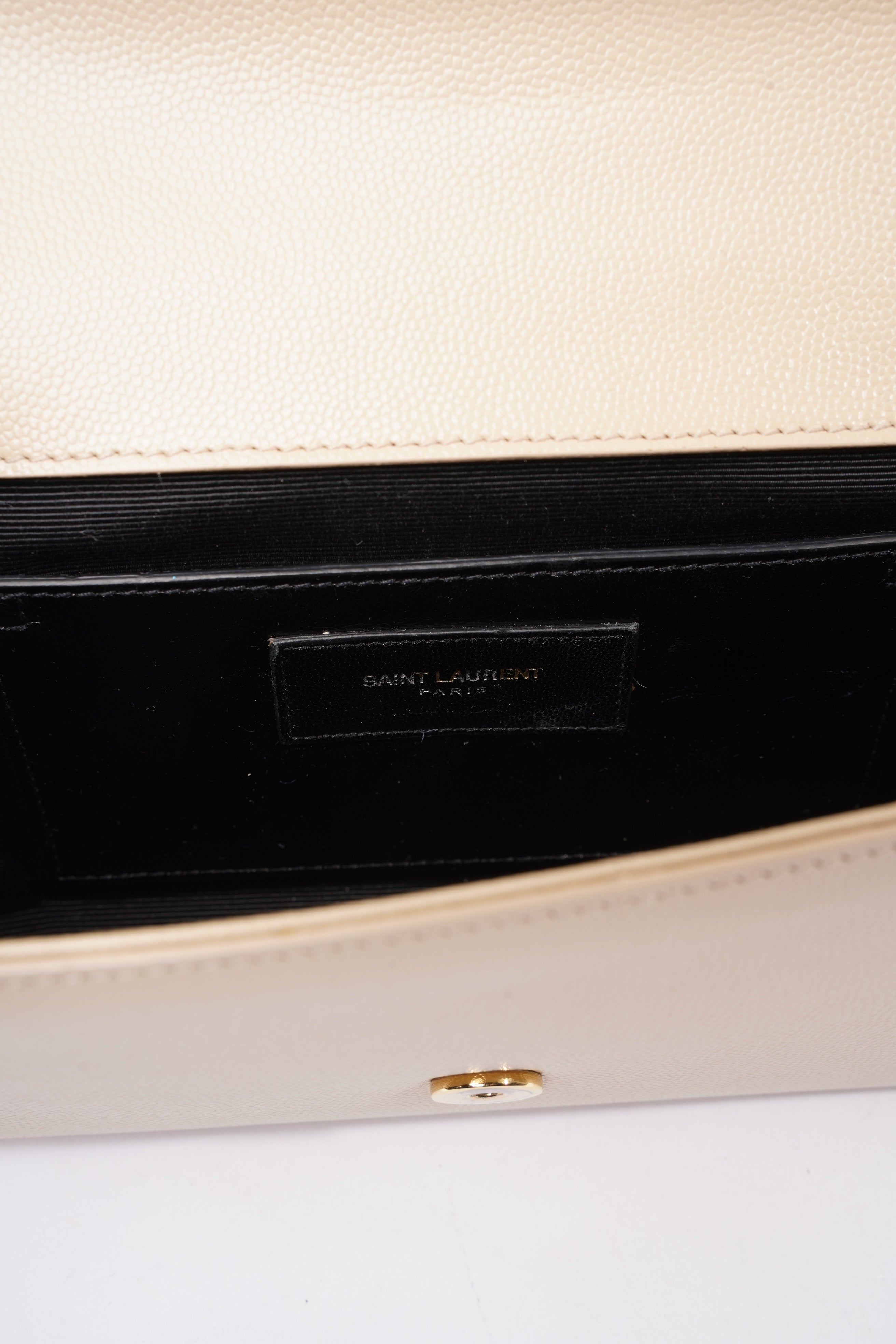 Saint Laurent Kate Clutch Beige Grained Leather
