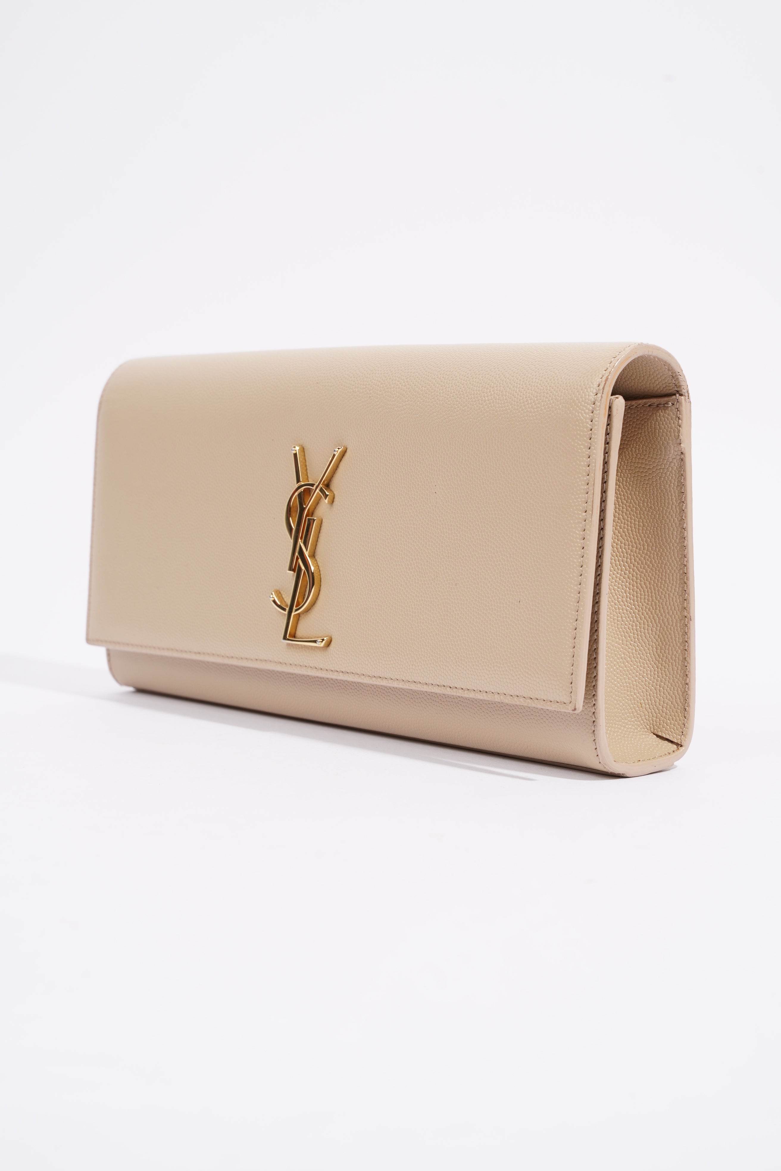 Saint Laurent Kate Clutch Beige Grained Leather