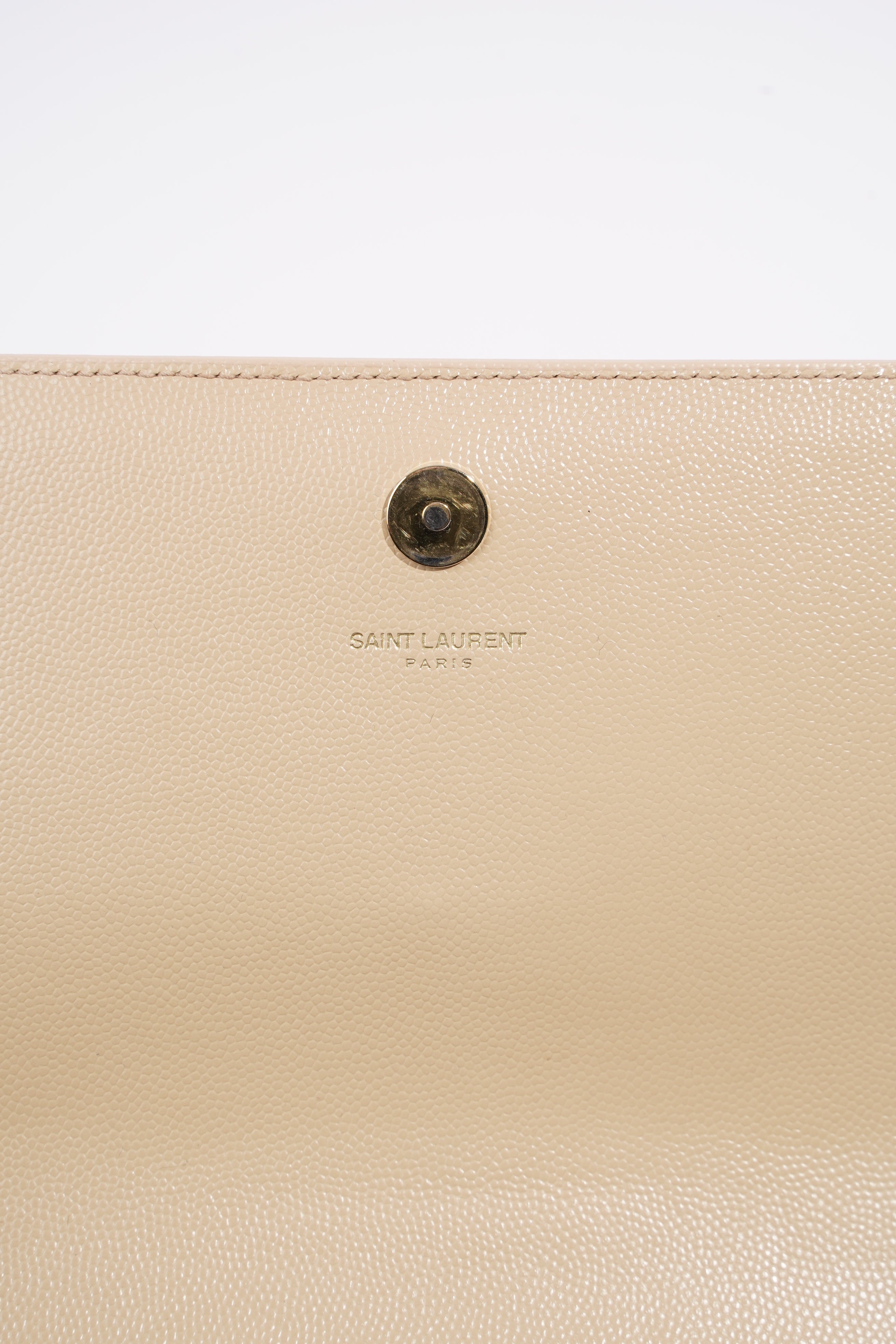 Saint Laurent Kate Clutch Beige Grained Leather