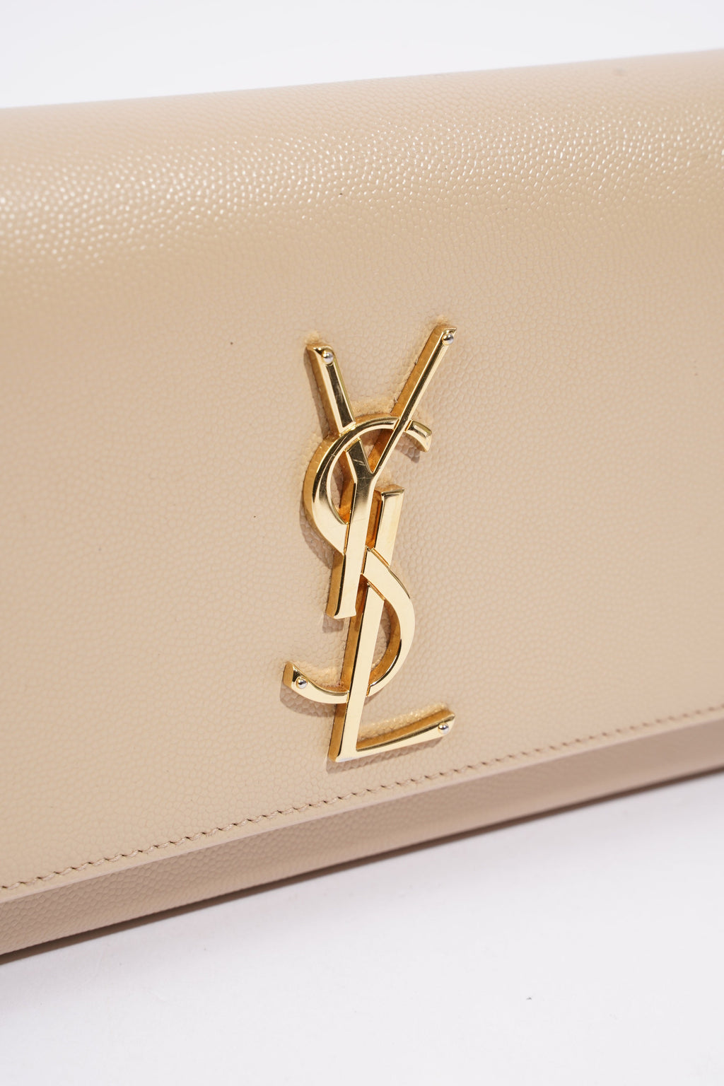 Saint Laurent Kate Clutch Beige Grained Leather