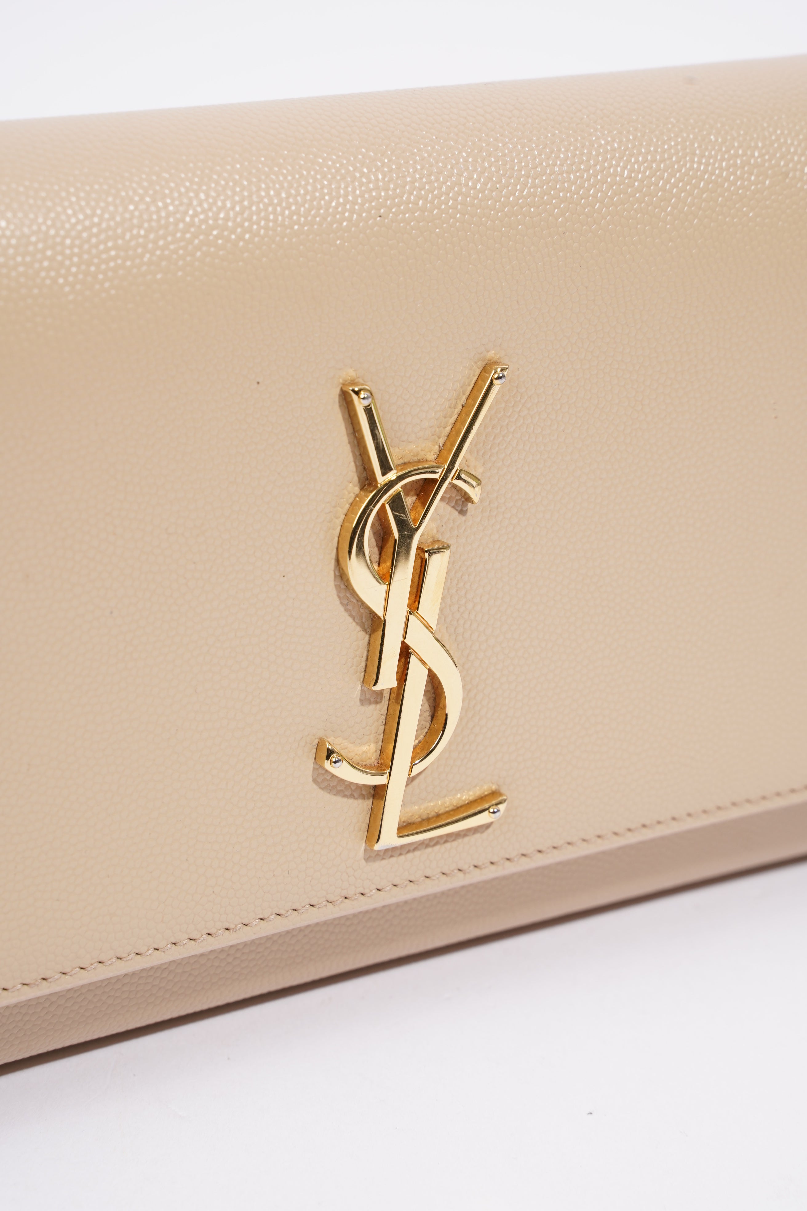 Saint Laurent Kate Clutch Beige Grained Leather