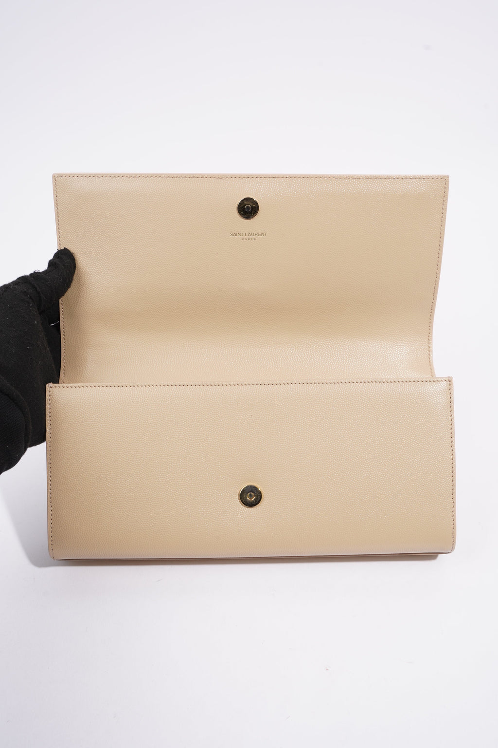 Saint Laurent Kate Clutch Beige Grained Leather