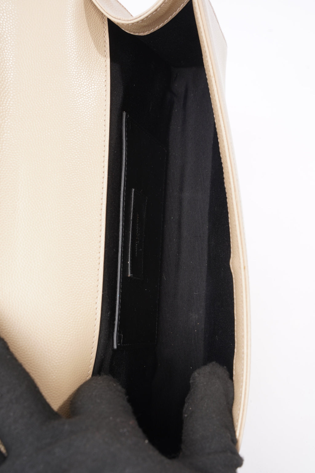 Saint Laurent Kate Clutch Beige Grained Leather