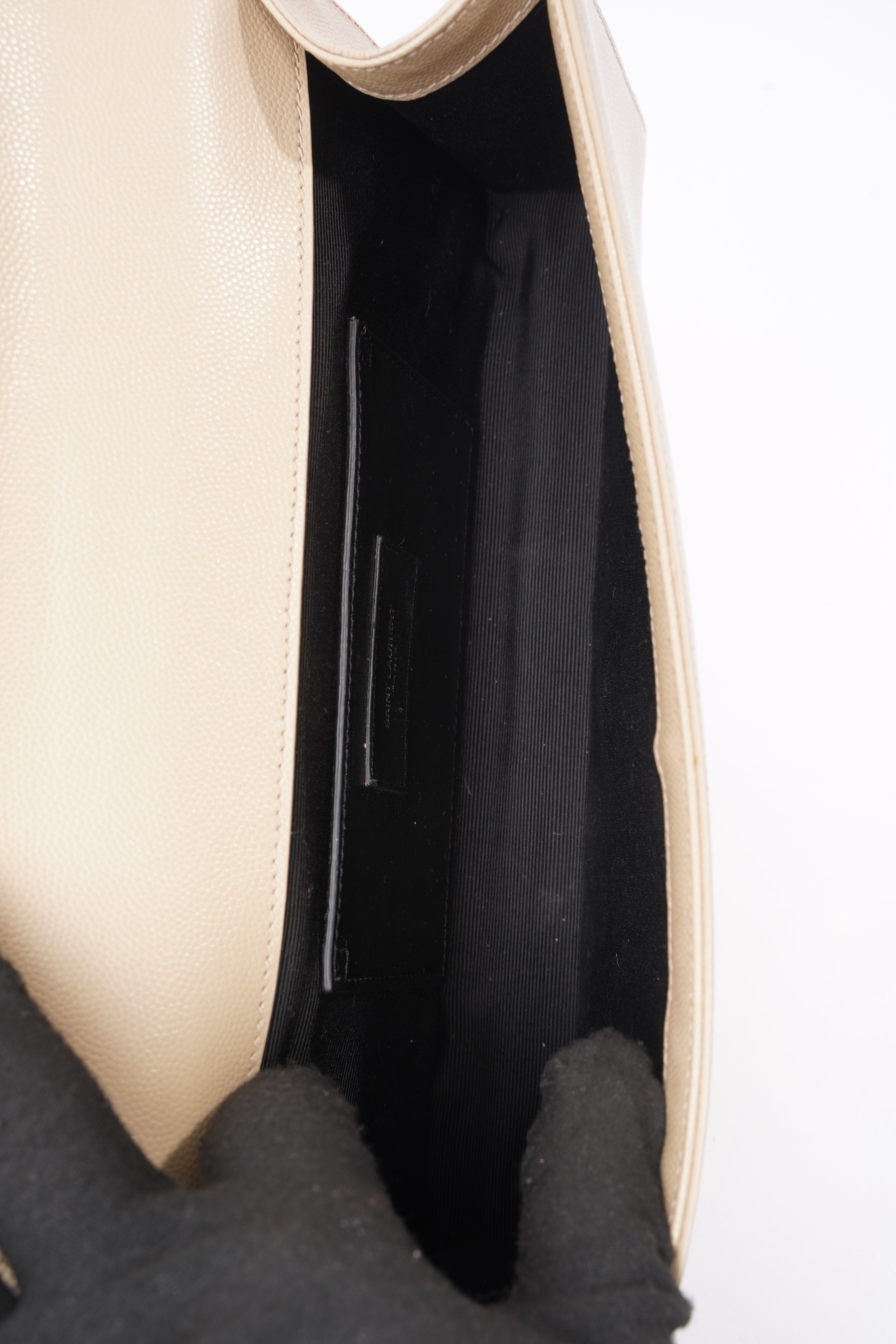 Saint Laurent Kate Clutch Beige Grained Leather