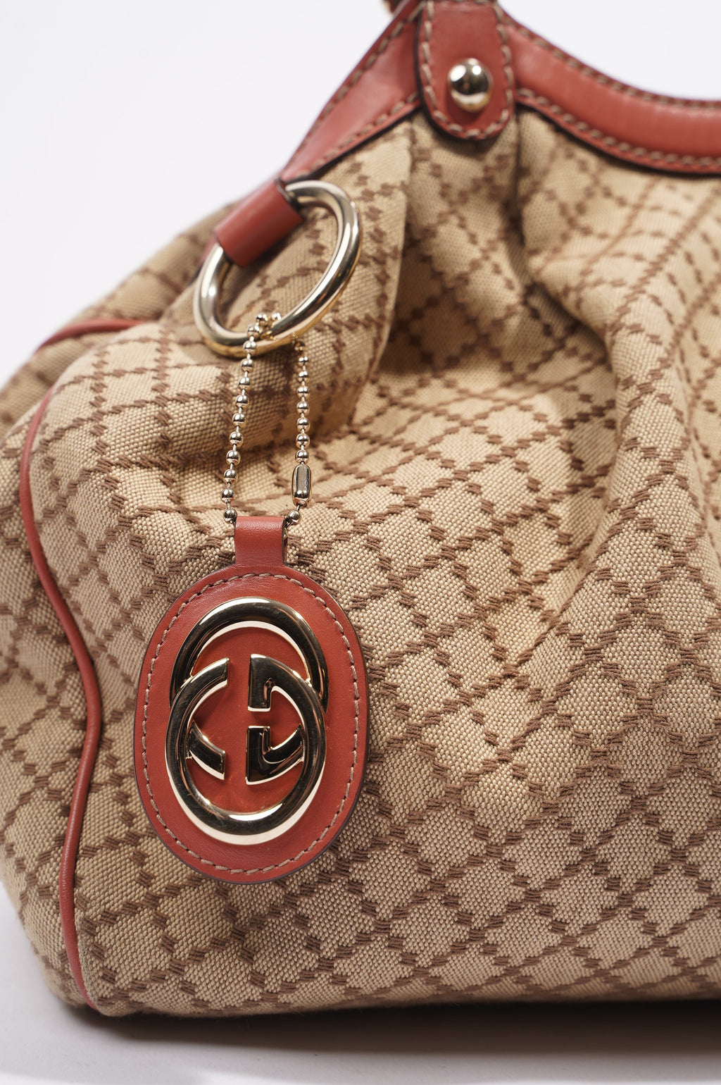 Gucci Sukey Tote Bag Beige / Coral Canvas Small