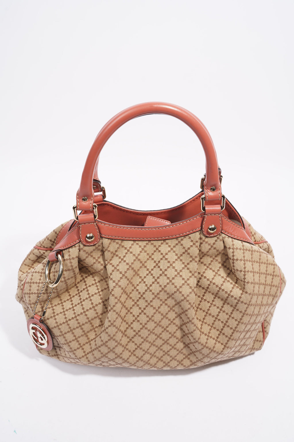 Gucci Sukey Tote Bag Beige / Coral Canvas Small