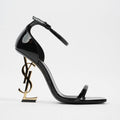 Saint Laurent Cassandra Heel 100 Black Patent Leather EU 38 UK 5