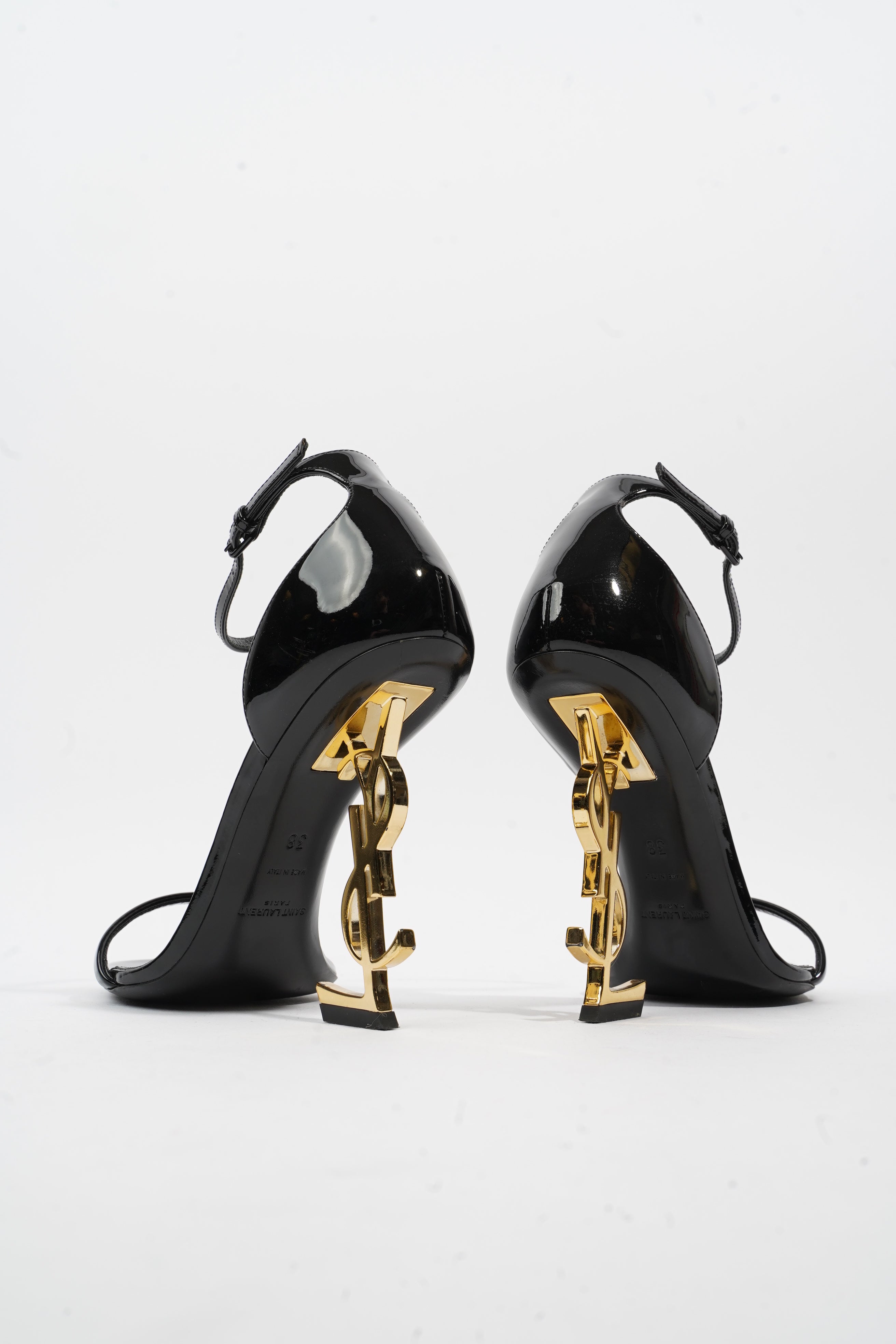 Saint Laurent Cassandra Heel 100 Black Patent Leather EU 38 UK 5