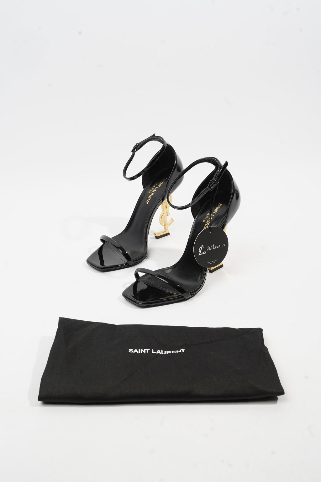 Saint Laurent Cassandra Heel 100 Black Patent Leather EU 38 UK 5