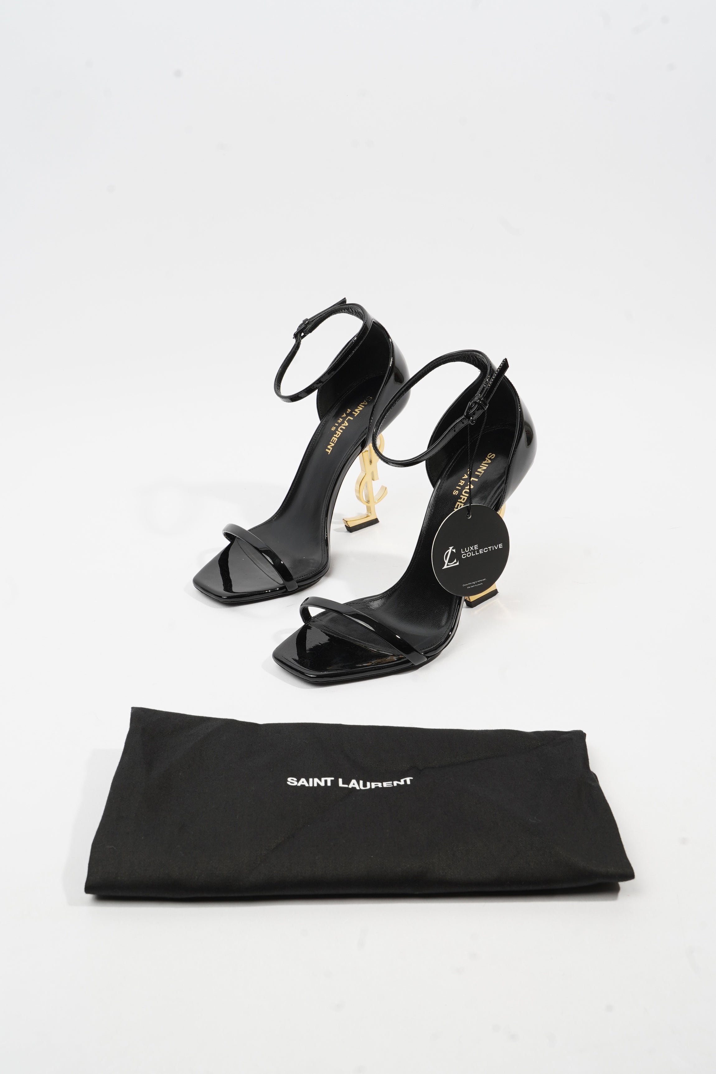 Saint Laurent Cassandra Heel 100 Black Patent Leather EU 38 UK 5