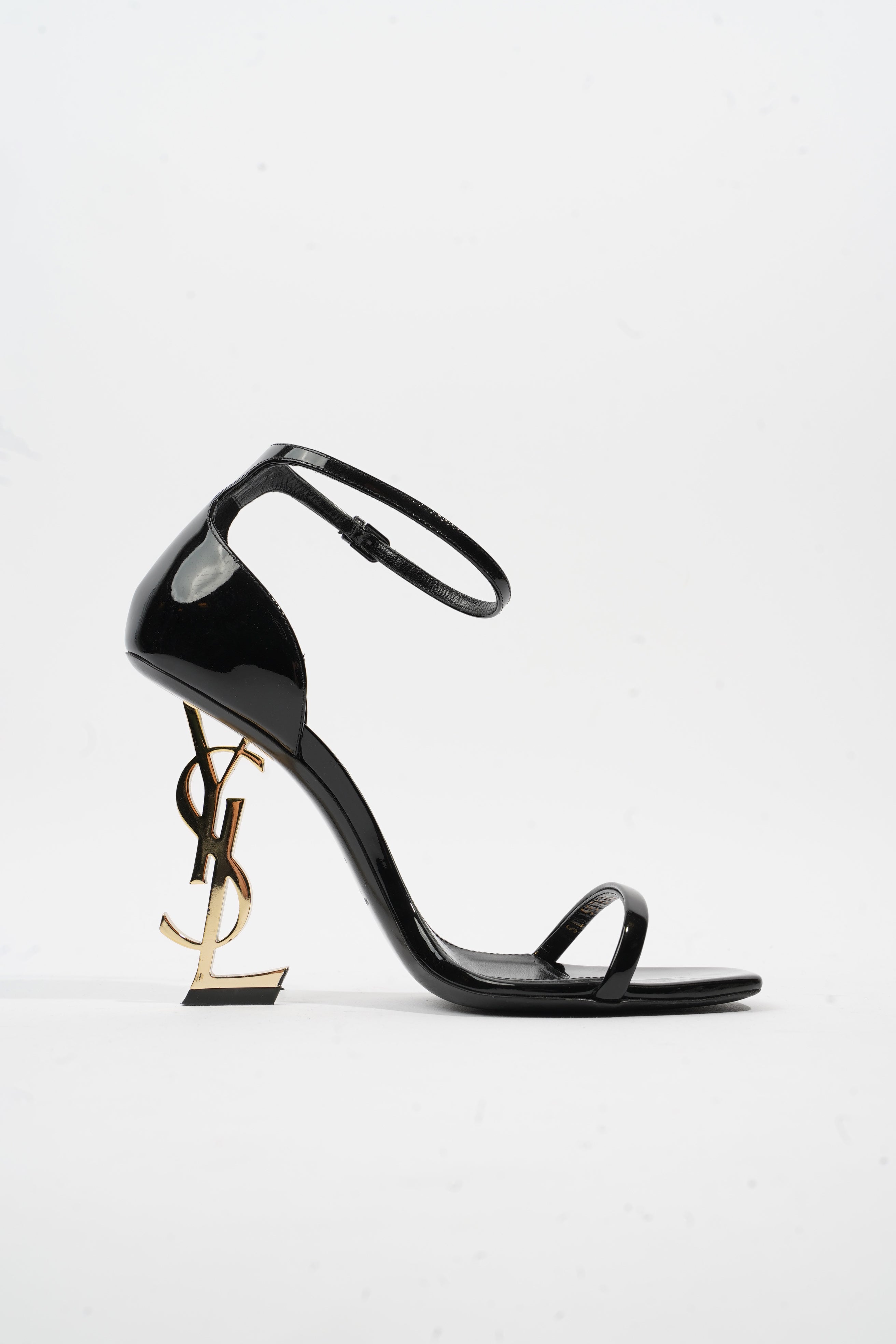 Saint Laurent Cassandra Heel 100 Black Patent Leather EU 38 UK 5